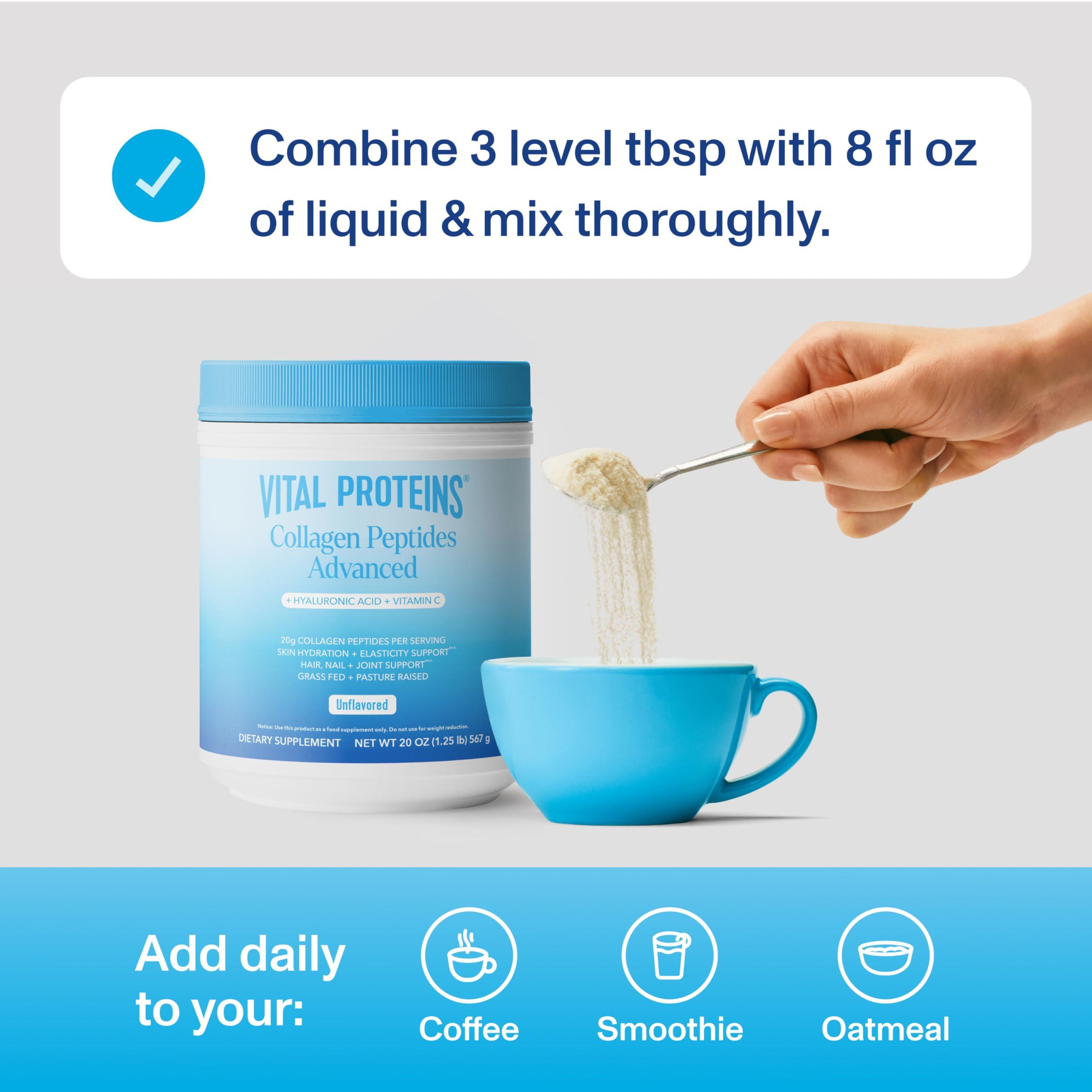 Vital Proteins Collagen Peptides Powder Advanced with Hyaluronic Acid & Vitamin C - 20oz Collagen Protein, Unflavored, 28 Servings - Image 5
