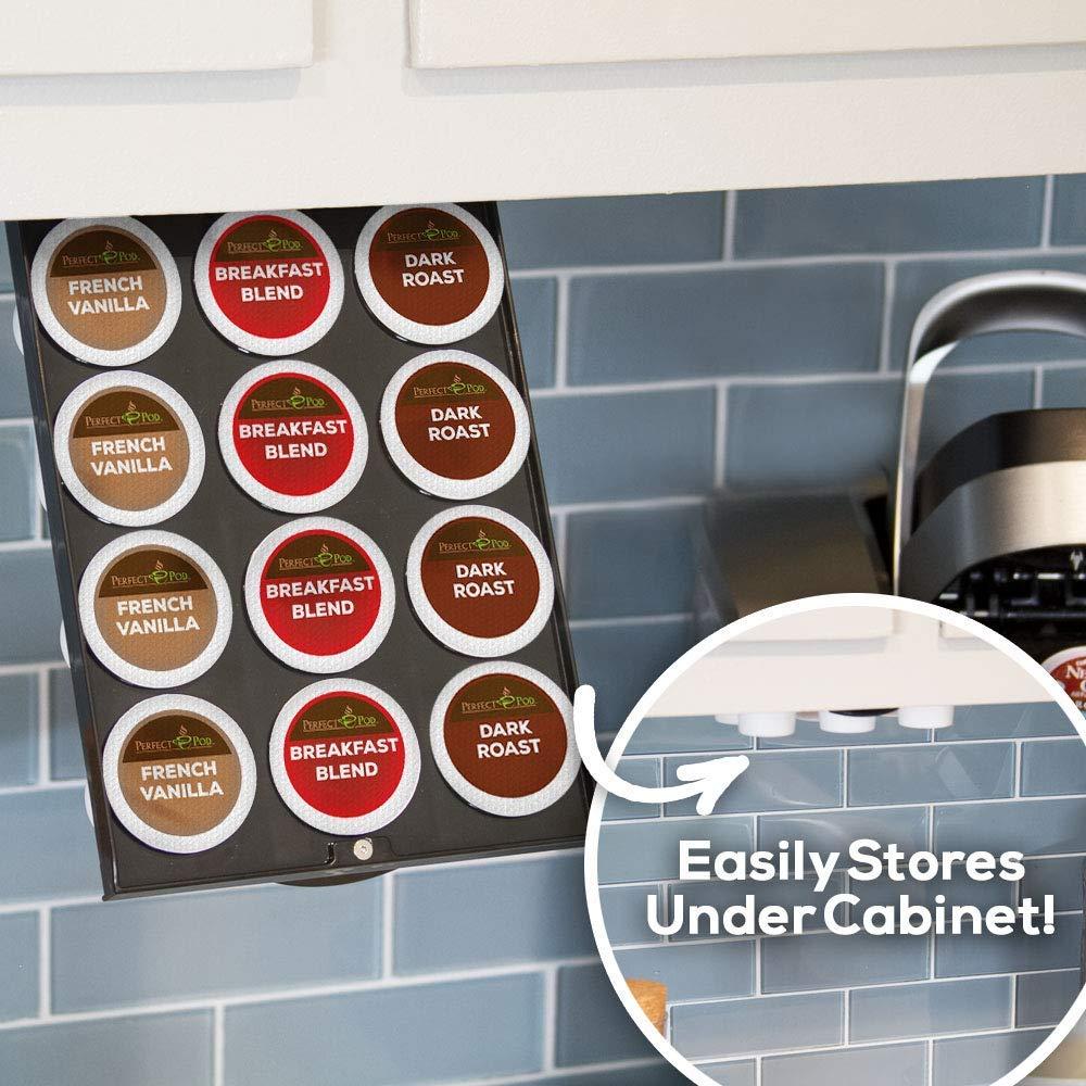 PERFECT POD EZ-Shelf Under Shelf Storage for K Cups, Space-Saving Under Counter Cabinet Coffee Pod Holder, 10.5" x 7.25" x 2", Holds 12 Cups - Image 6