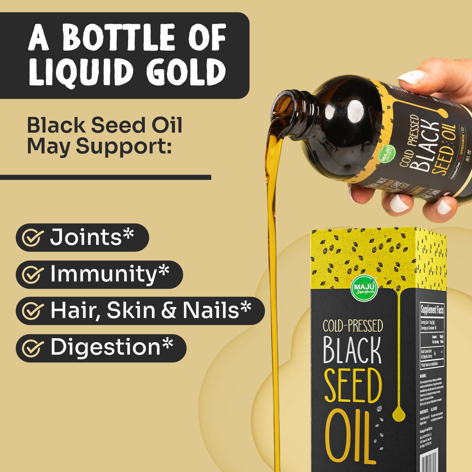 MAJU Black Seed Oil - 3 Times Thymoquinone, Cold-Pressed, 100% Turkish Black Cumin Seed Oil, Liquid Pure Blackseed Oil, Glass Bottle, 8 oz - Image 5