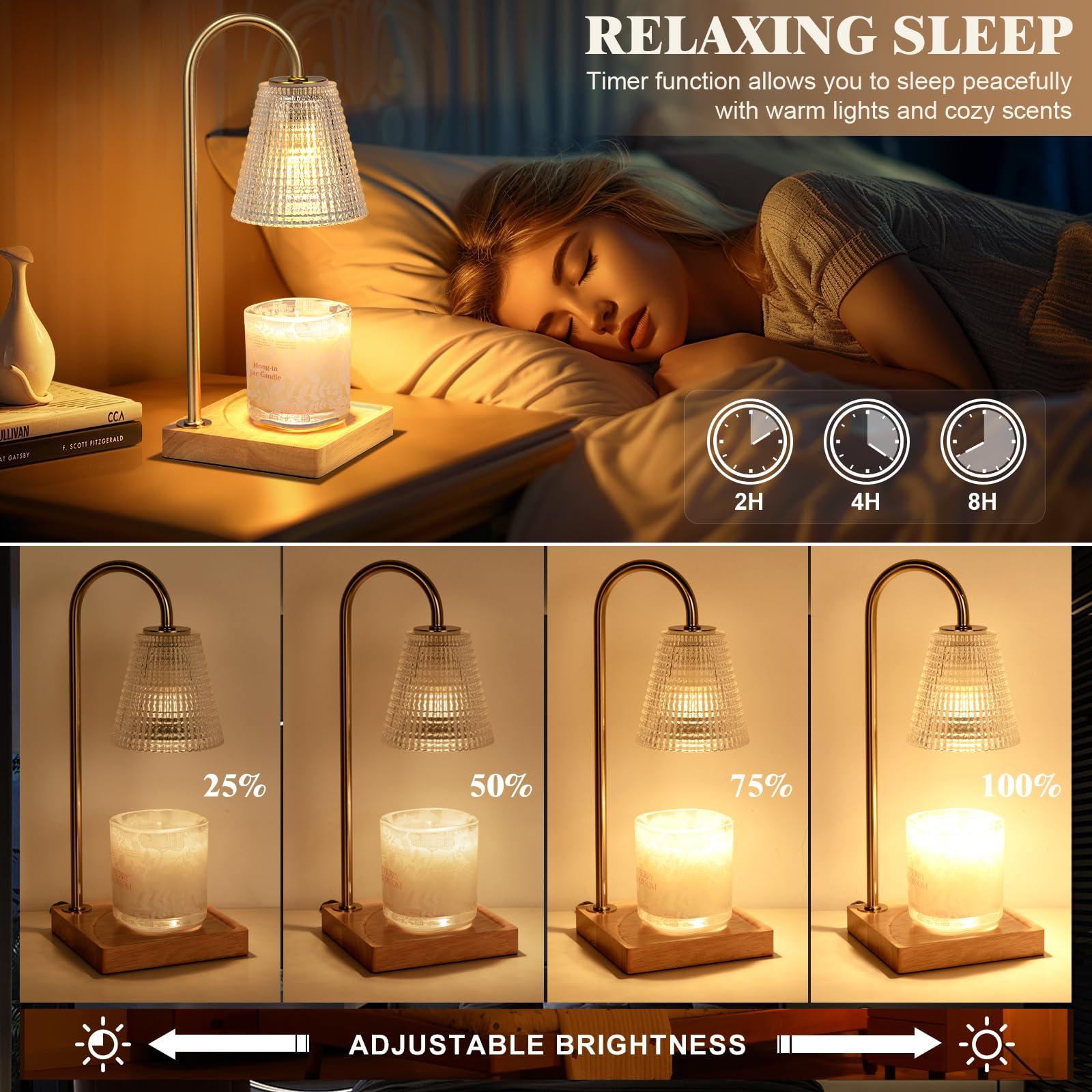 Hong-in Candle Warmer Lamp with Timer Dimmer,Birthday Gifts for Women Mom,House Warming Gifts New Home Room Decor,Wax Warmer for Scented Wax Jar Candles with Unique Dotted Lampshade - Image 4