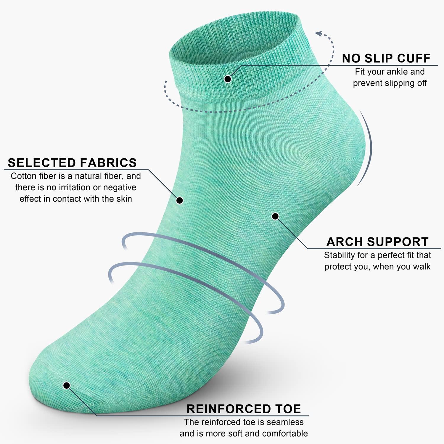 CHARKING 8 Pairs Ankle Socks for Women - Non Slip Cotton No Show Low Cut Casual Socks - Image 4