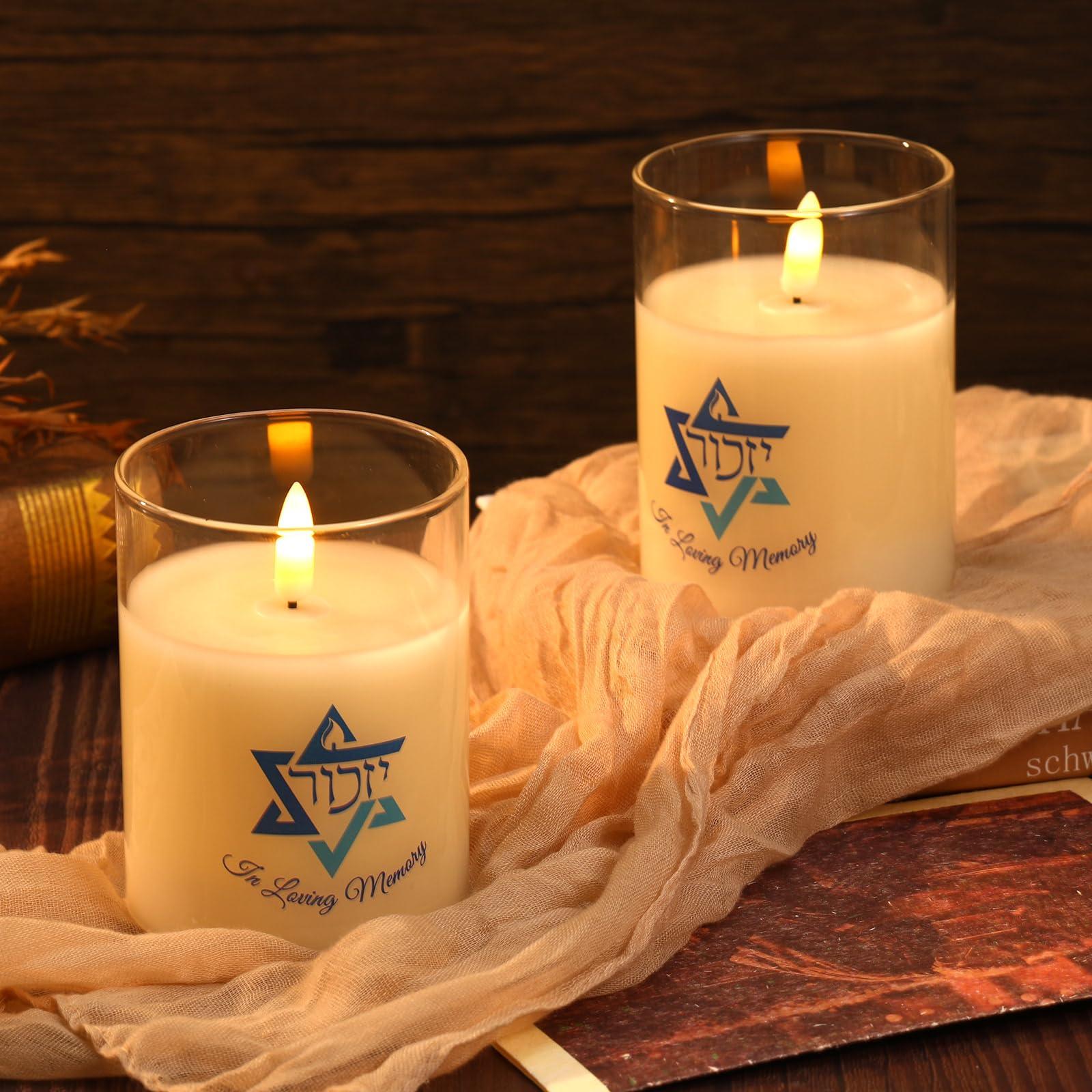 VIHOSE 2 Pcs Electric Memorial Candle LED Yahrzeit Candle for Loss of Loved One Sympathy Yizkor Flameless Candles Battery Powered Gift for Prayers Yom Kippur Chanukah Funeral Decoration - Image 3