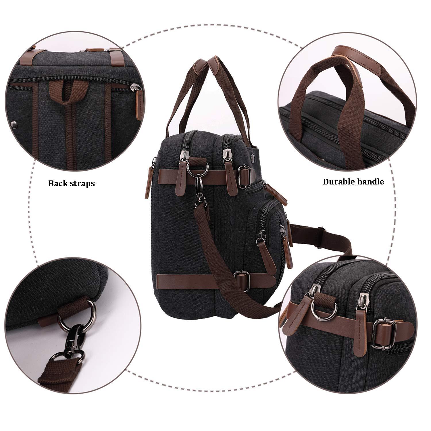 CROCOD 3 in 1 Convertible Laptop Backpack, 17.3 inch Messenger Bag for Men, Multi-Functional Travel Laptop Bag for College Men Women (17.3 Inch, Black) - Image 7
