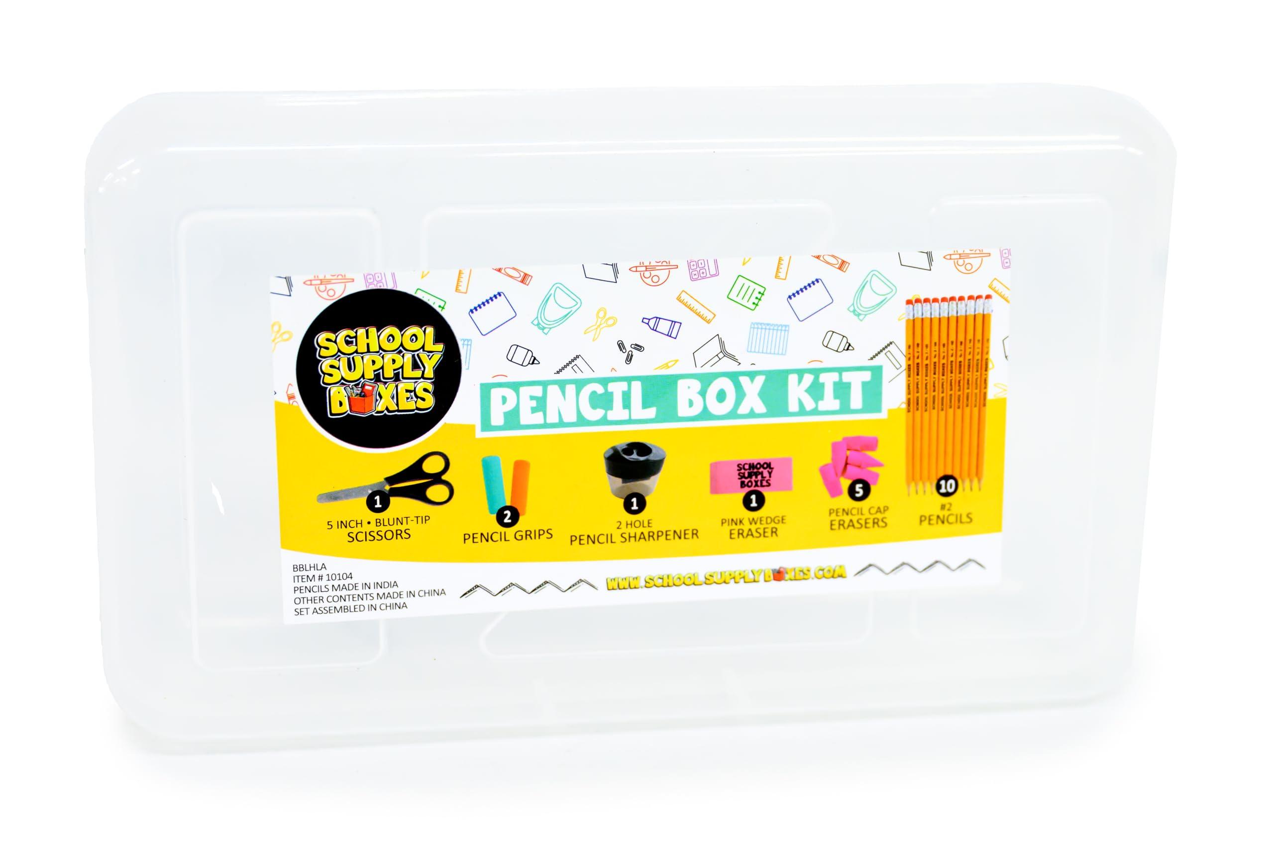 Back to School Supply Box Grades K-5 - School Supply Boxes - 32 Piece School Supplies Kit Includes Markers, Crayons, Pencils, Scissors, Folders, Glue Sticks, Notebook, and Composition Book - Image 8