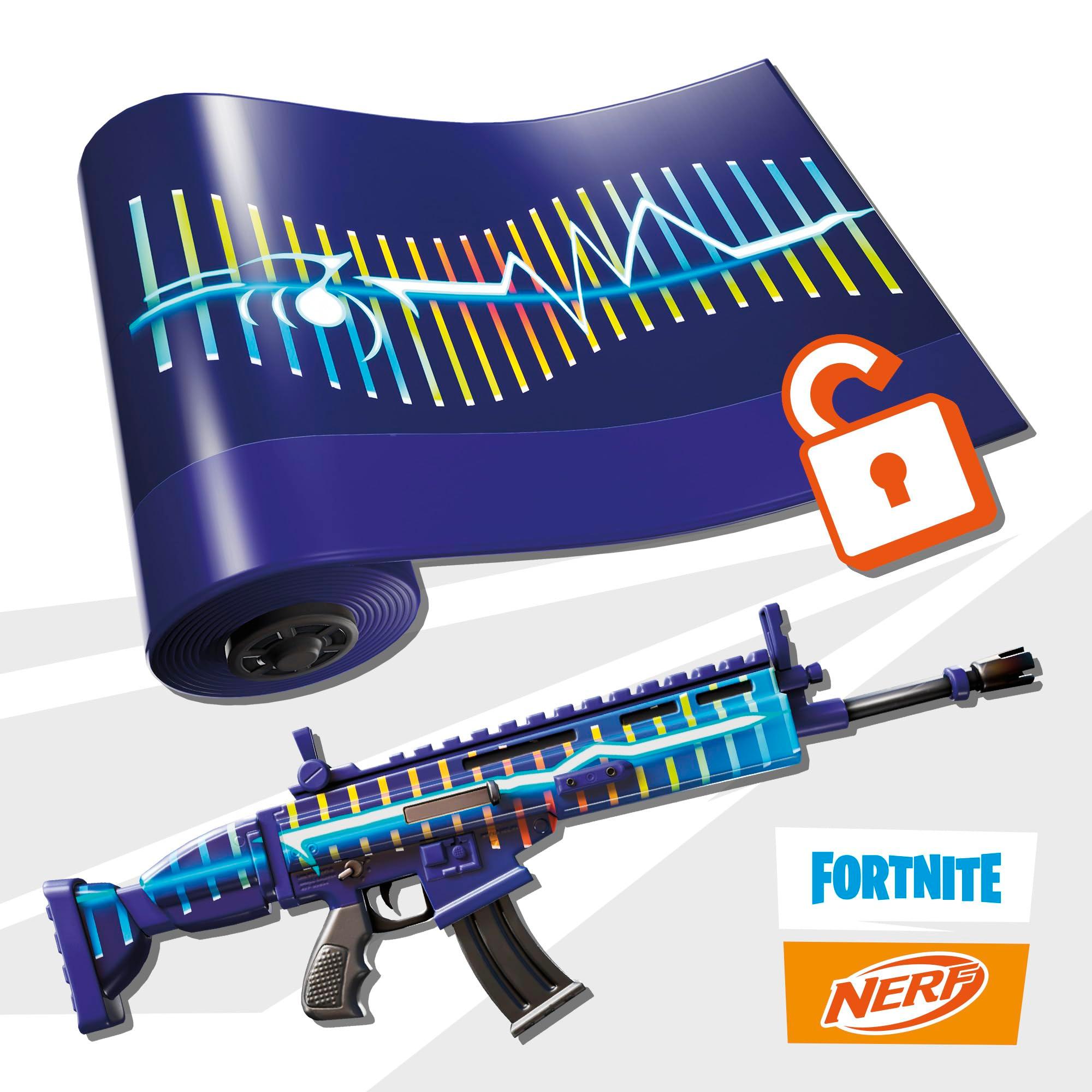 Nerf Fortnite Blue Shock Blaster, 10-Dart Clip, 10 Elite Nerf Darts, Includes Bonus Code to Unlock The Beat Wrap in The Game, Motorized Dart Blaster - Image 6