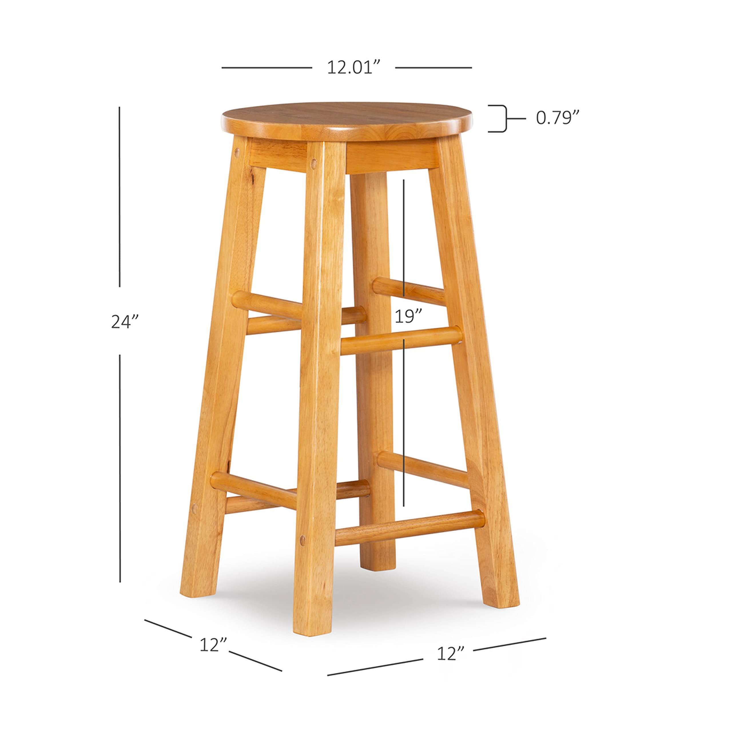 Linon Natural Barstool with Round Seat, 24-Inch - Image 4