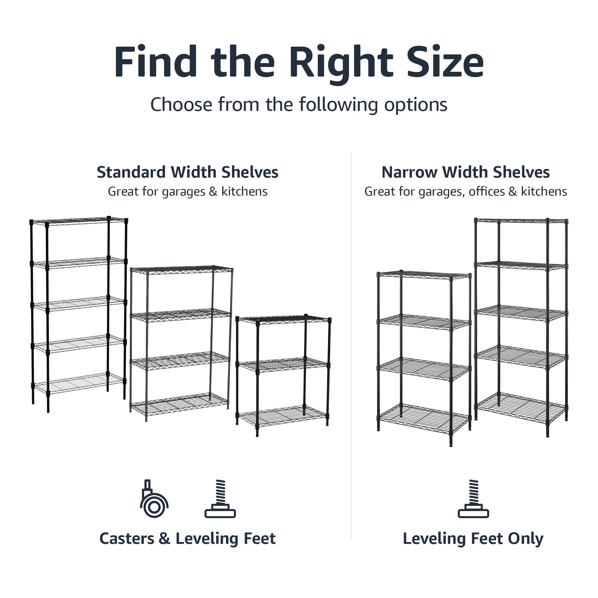 Amazon Basics 5-Shelf Multipurpose Adjustable Sturdy Steel Storage Shelving Unit, Easy Assembly, 13.4" D x 23.2"W x 60"H, Black - Image 5
