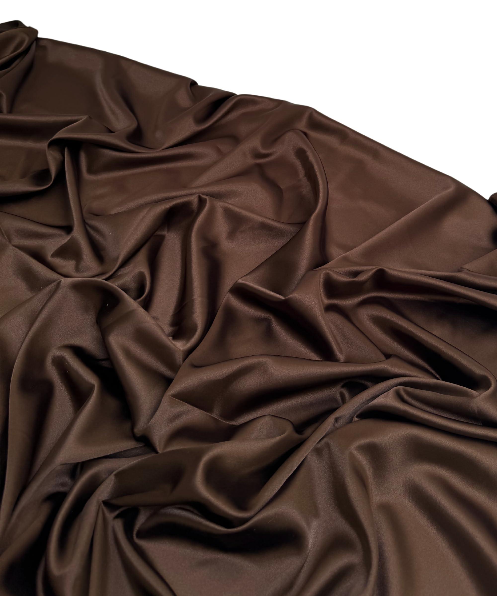 Stretch Satin Fabric by The Yard - 60” Wide, Premium Quality Silky Satin Charmeuse Fabric for Bridal Gowns, Wedding Dedor, Lingerie, Sewing (Brown, 1 Yard) - Image 6