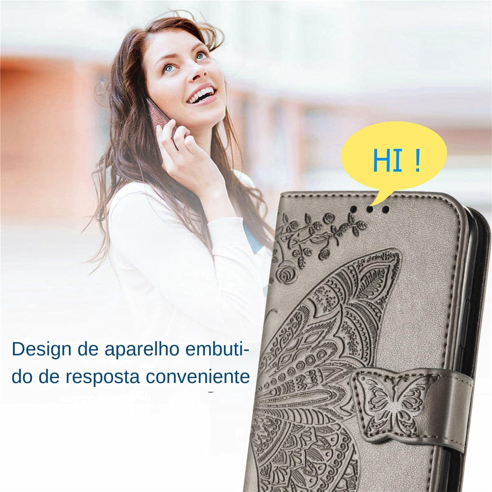 GuluGuru for iPhone 16 Pro Max Leather Wallet Phone Case, Butterfly Flower Relief Folio Flip Cover, Floral Card Holder Cash Slot, Magnetic Clasp, Stand Support, Wrist Strap Lanyard - Image 4
