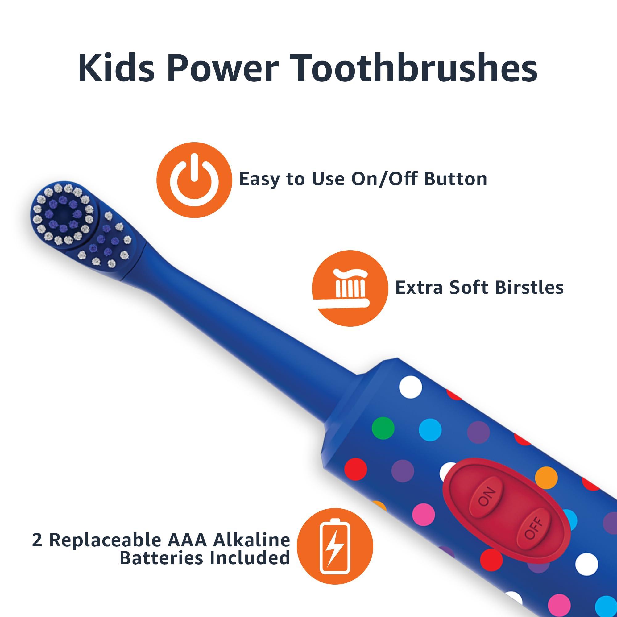 Amazon Basics Kids Battery Powered Toothbrush, 2 Count, 1 Pack (Previously Solimo) - Image 3