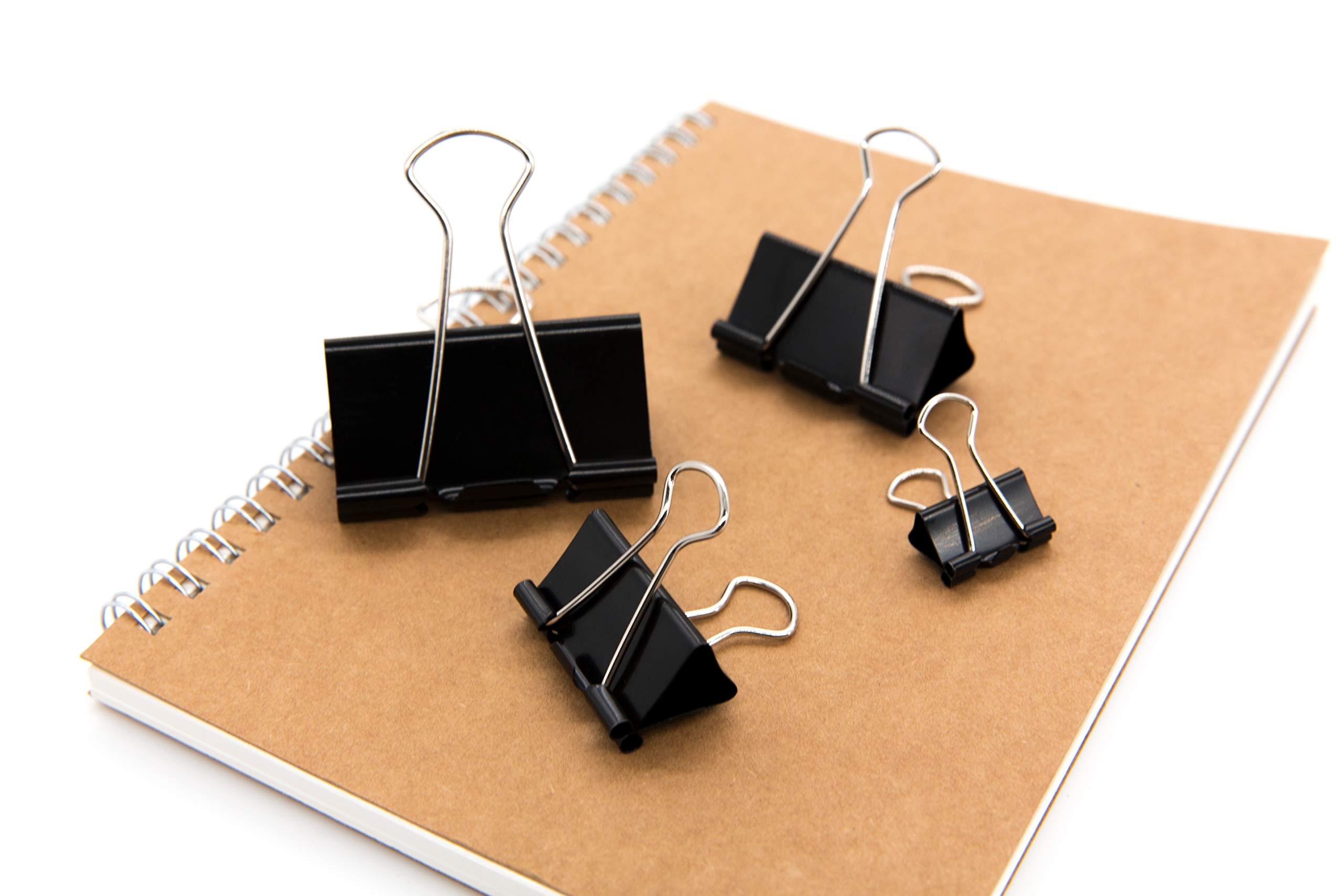 DSTELIN Binder Clips Paper Clamps Assorted Sizes 100 Count (Black), X Large, Large, Medium, Small, X Small and Micro, 6 Sizes in One Pack, Meet Your Different Using Needs. - Image 5