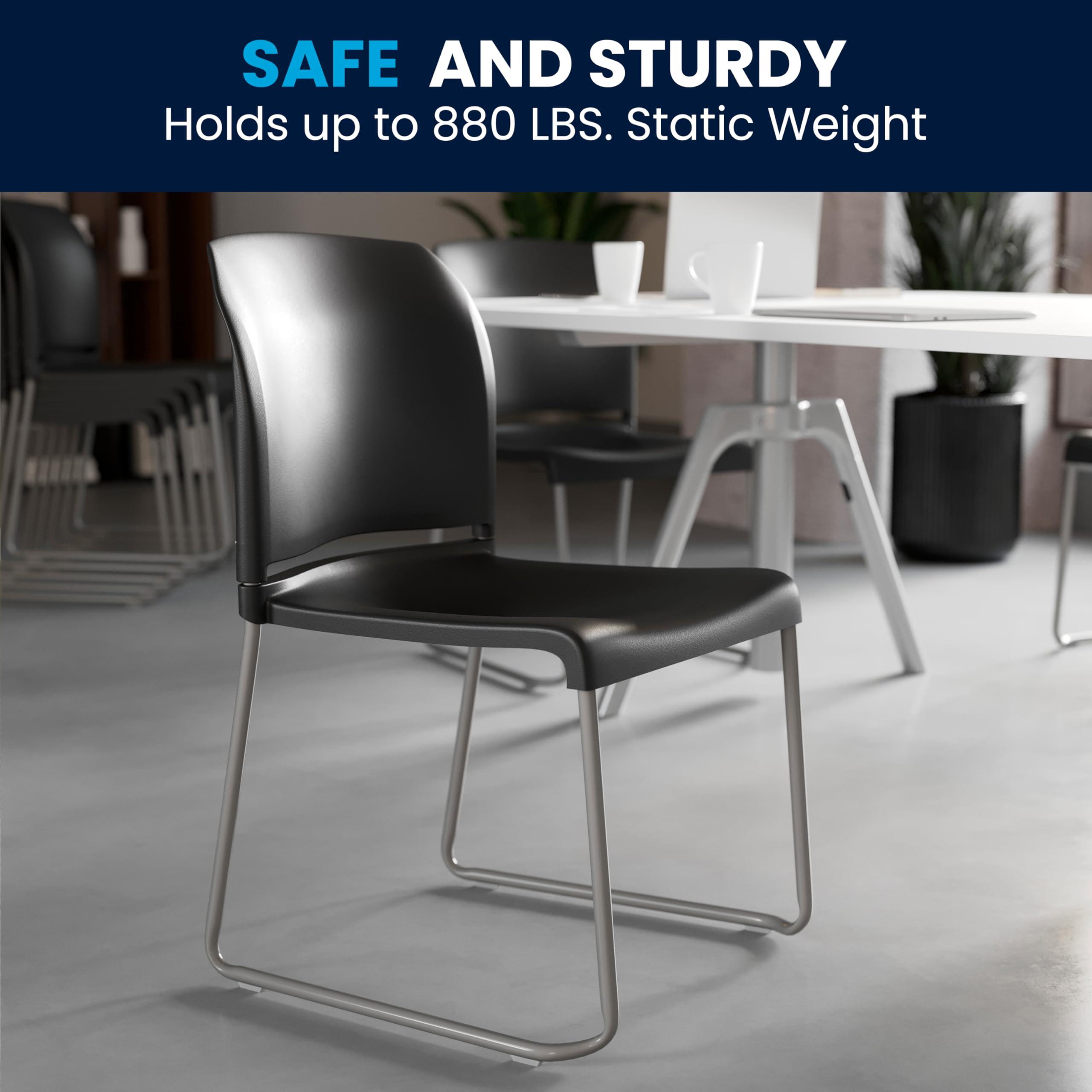 Flash Furniture Hercules Series Contoured Stacking Chairs for Waiting Rooms and Offices, Ergonomic Lobby Chairs with Curved Back, Set of 5, Black - Image 10