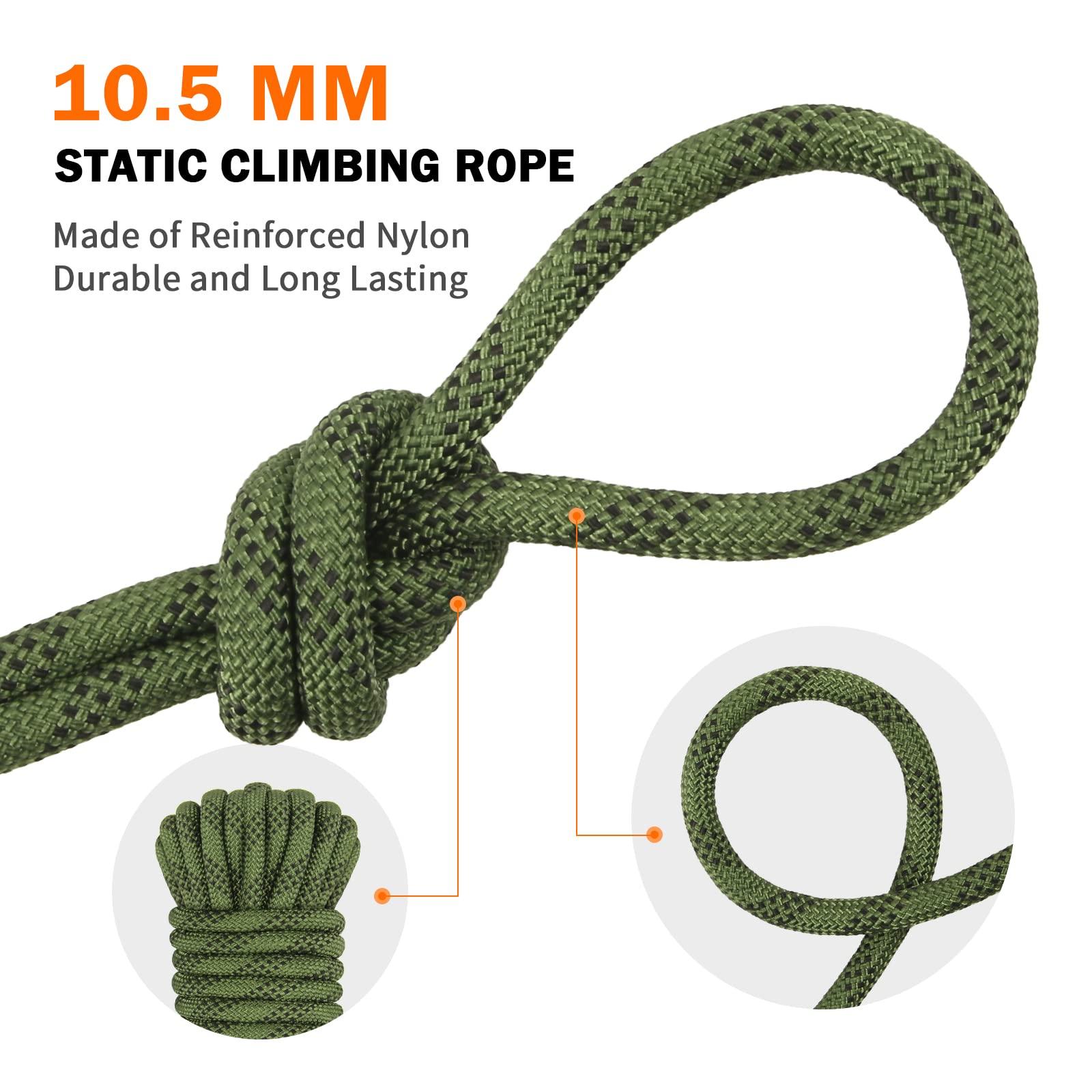AOLEBA 10.5 mm Static Climbing Rope 10M(32ft) 20M(64ft) 30M(96ft) 50M(160ft) 70M(230ft) Outdoor Rock Climbing Rope, Escape Rope Ice Climbing Equipment Fire Rescue Parachute Rope - Image 7