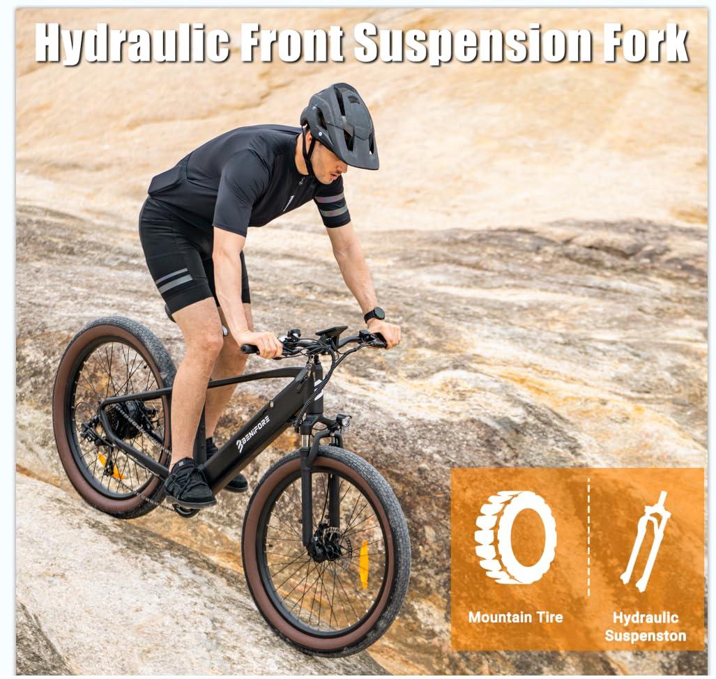 Luckeep Electric Bike for Adult 1500W Peak, 48V 720WH Removable Battery, 72 Miles 28 MPH, 26" Electric Mountain Bike with Hydraulic Suspension, 7-Speed,UL Certified Commute Fat Tire Mountain Ebikes - Image 5