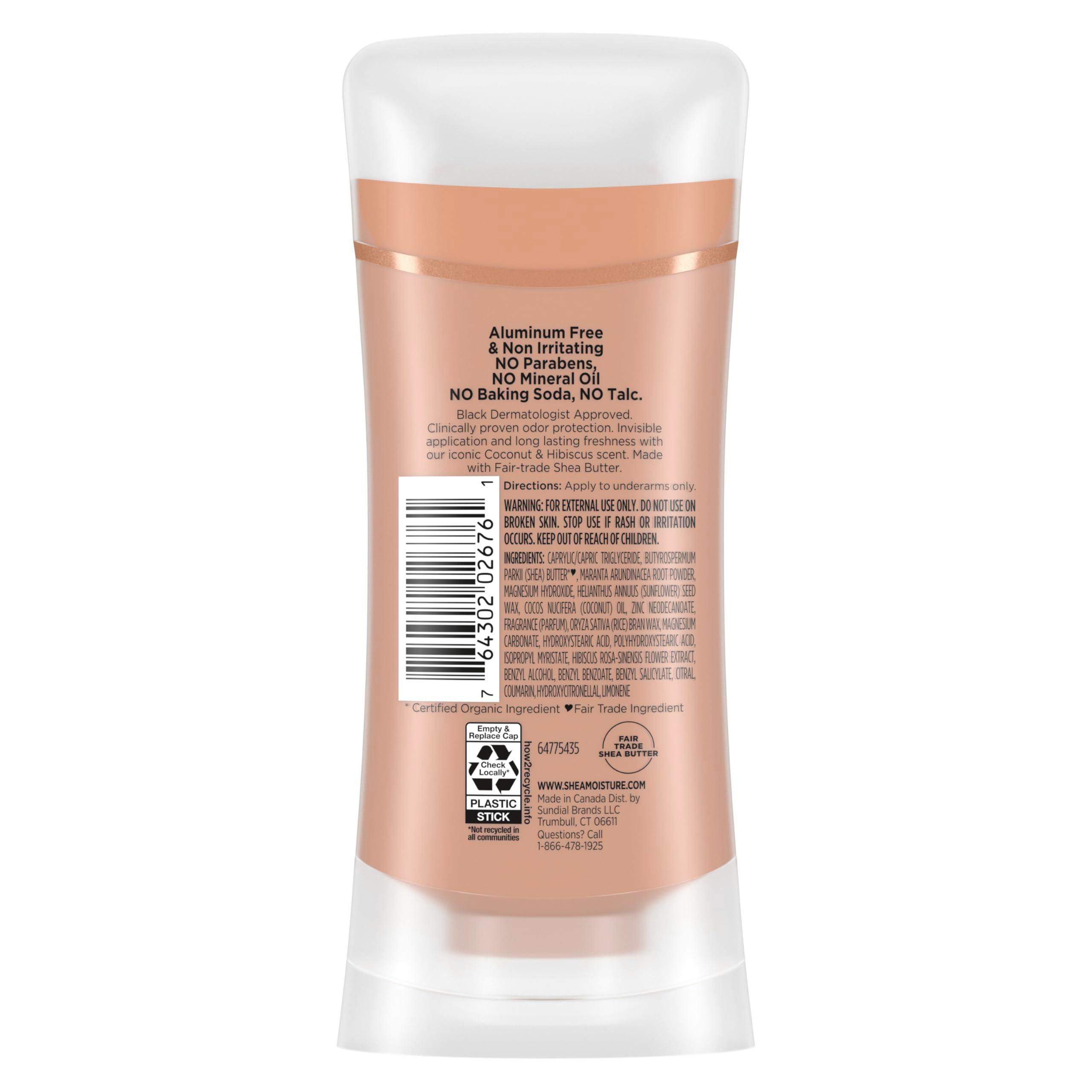 SheaMoisture Deodorant Stick 72h Odor Control Coconut & Hibiscus Fresh Aluminum Free 2.6 oz - Image 2