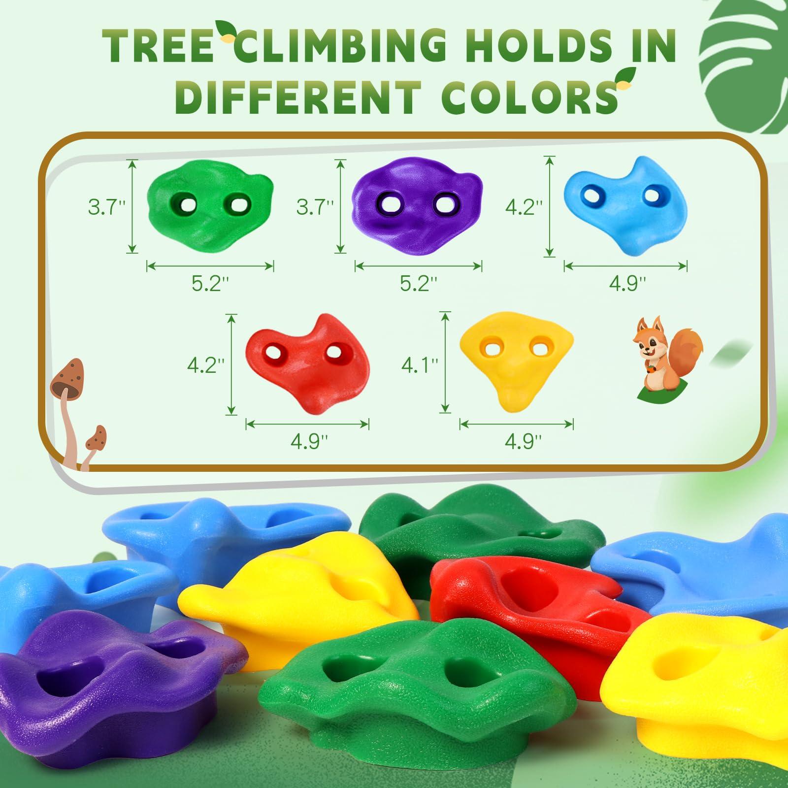 TOPNEW 12 Ninja Tree Climbing Holds for Kids Climber, Adult Climbing Rocks with 6 Ratchet Straps for Outdoor Ninja Warrior Obstacle Course Training - Image 5