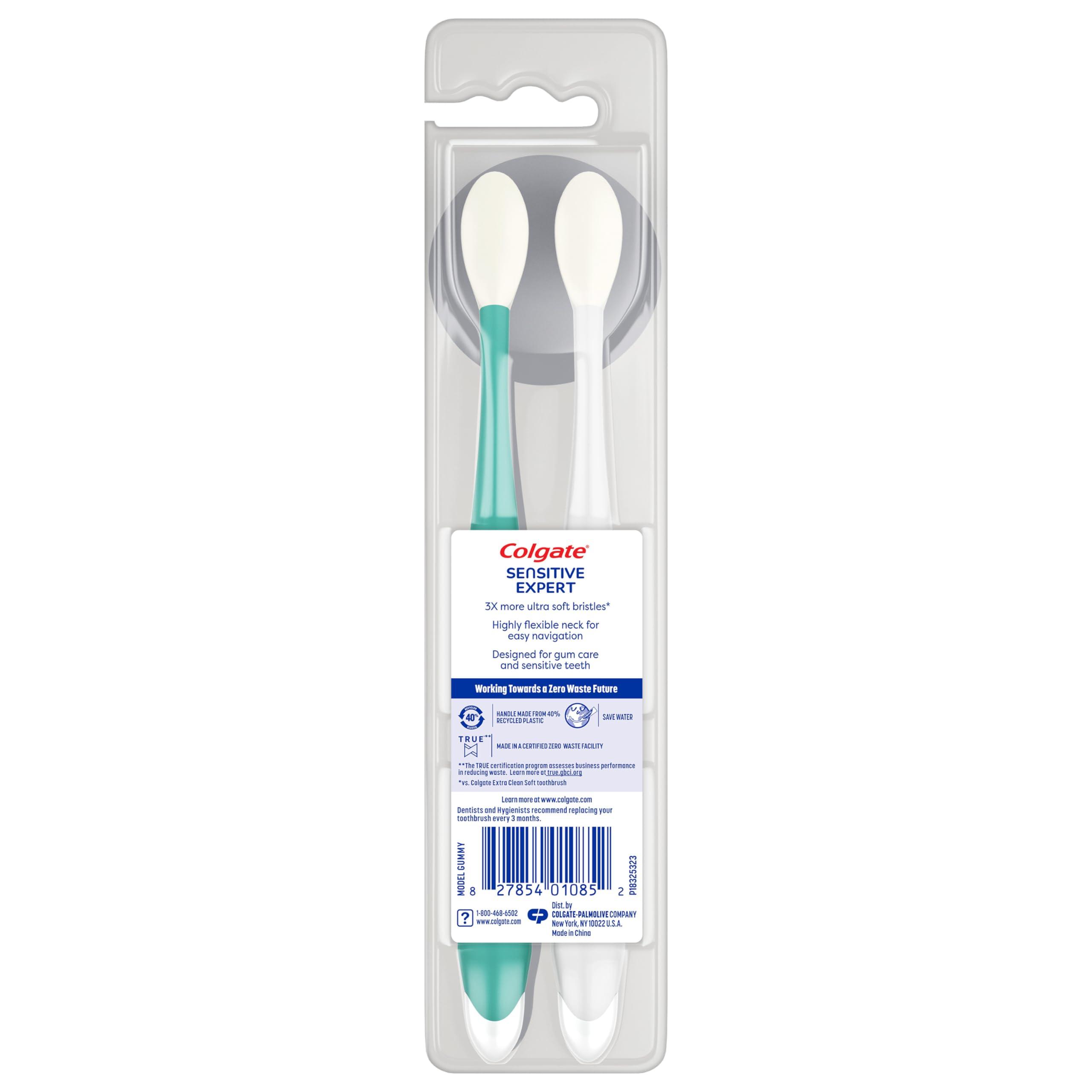Colgate Sensitive Expert Ultra Soft Sensitive Toothbrush Pack, Extra Soft Toothbrush for Sensitive Gums and Teeth, Gently Cleans Teeth and Gums, 2 Pack - Image 9