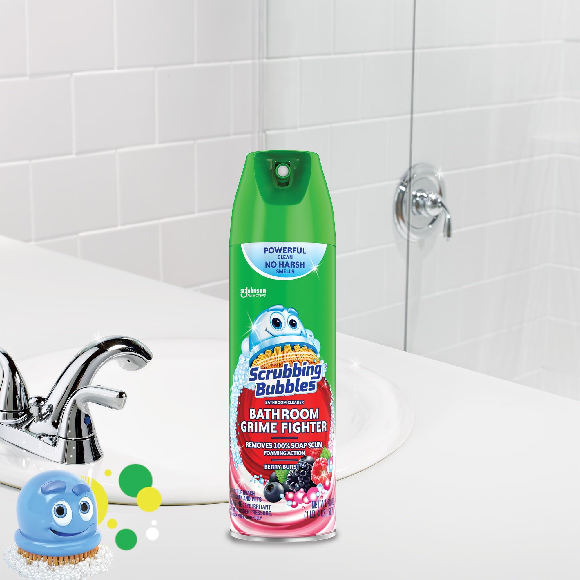 Scrubbing Bubbles Bathroom and Shower Cleaner Aerosol, Foaming Action Bathroom Grime Fighter Removing Soap Scum, Berry Burst Scent, 20oz - Image 3