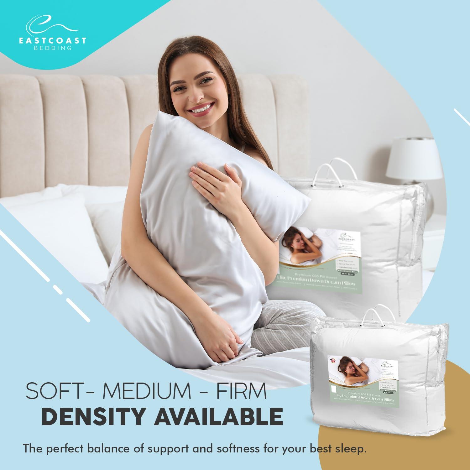 East Coast Bedding Goose Down Sleeping Pillow White 600 Fill Power with 400 Thread Count 100% Cotton for Couch, Side Sleeper, Travel & Bed Pillows - King Size Firm - 2 Pack - Image 7