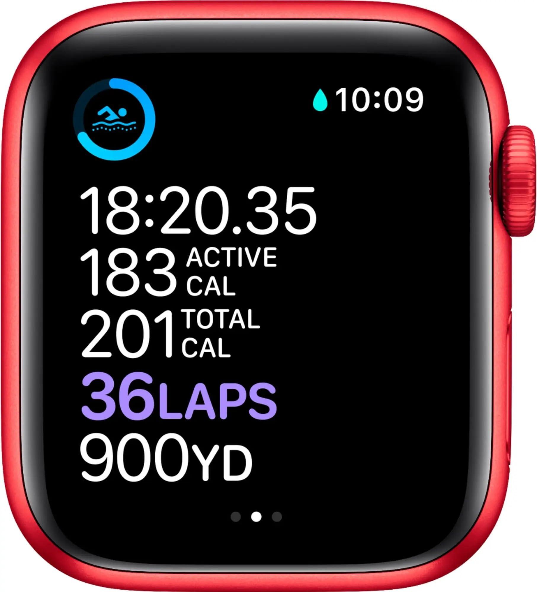 Apple Watch Series 6 (GPS, 44mm) - Red Aluminum Case with Red Sport Band (Renewed) - Image 5