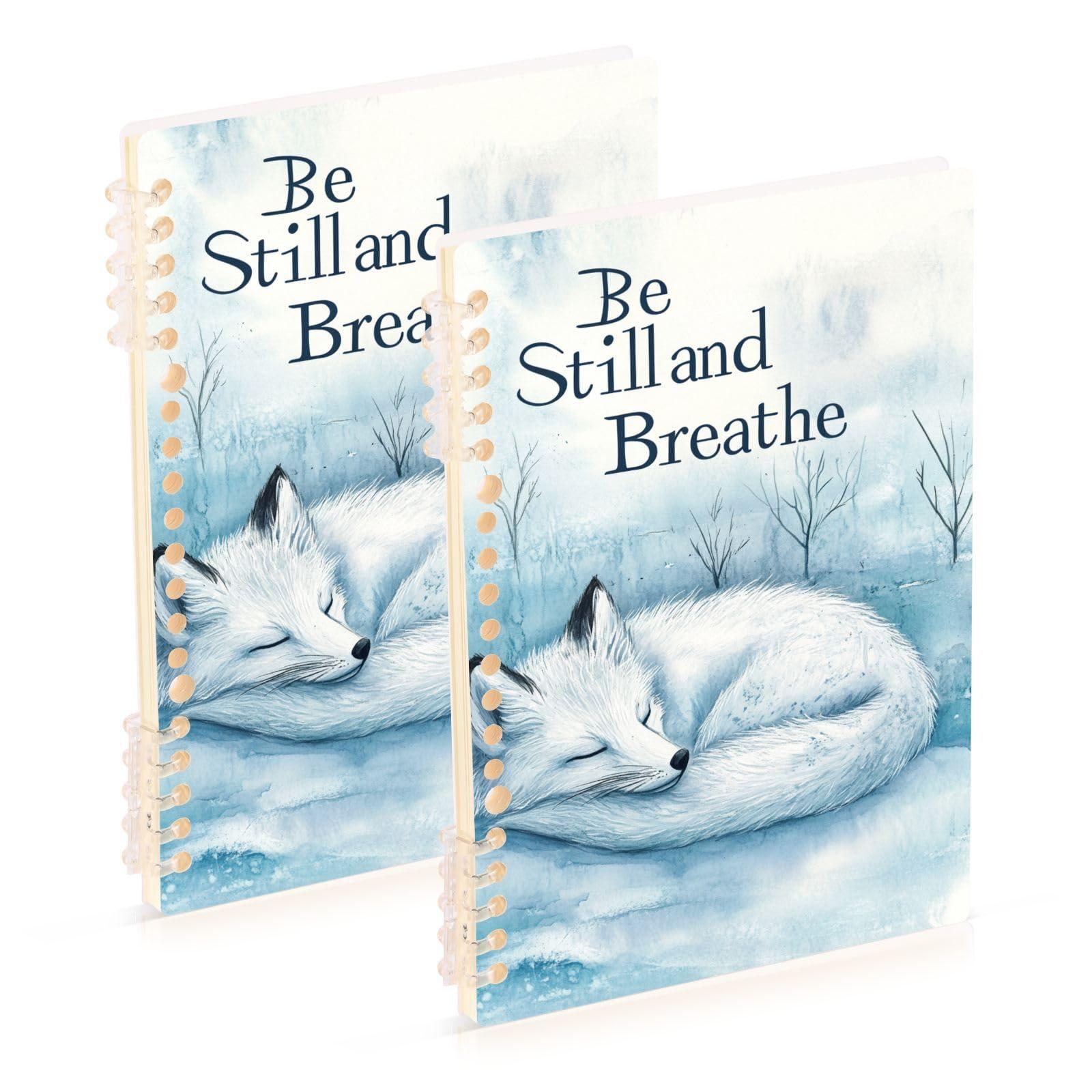 OSYWENRY Spiral Notebook Journal for Work A5 60 Sheets 120 Pages, Peaceful Breath Arctic Fox Notebook for School Notes 8.3x5.7 in, Set of 1 - Image 2