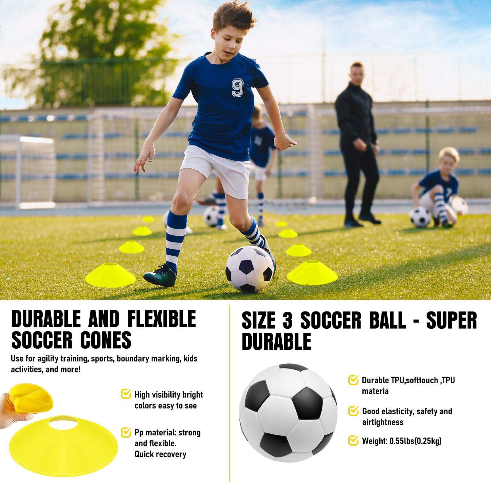 Kids Soccer Goals for Backyard Set, 2 Pack of Portable Pop Up Soccer Nets with Soccer Ball, Cones, Complete Training Equipment for Youth, Toddler Outdoor Sports Games - Image 5