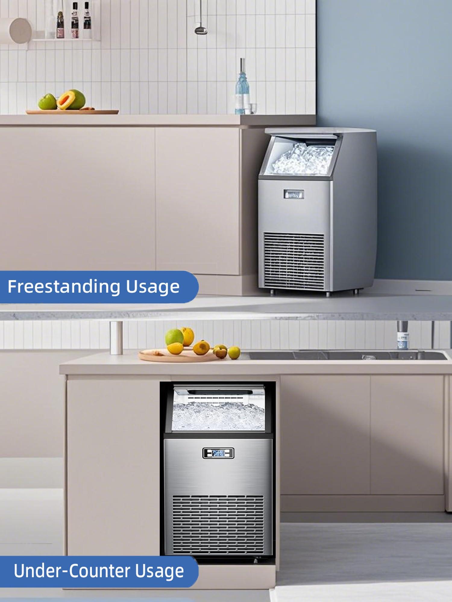 COWSAR Commercial Ice Maker Machine 100Lbs/24H, Stainless Steel Undercounter Ice Maker with 33Lbs Storage Capacity, Self-Cleaning Freestanding Ice Machine for Home, Bar, Restaurant, Office, Outdoor - Image 3