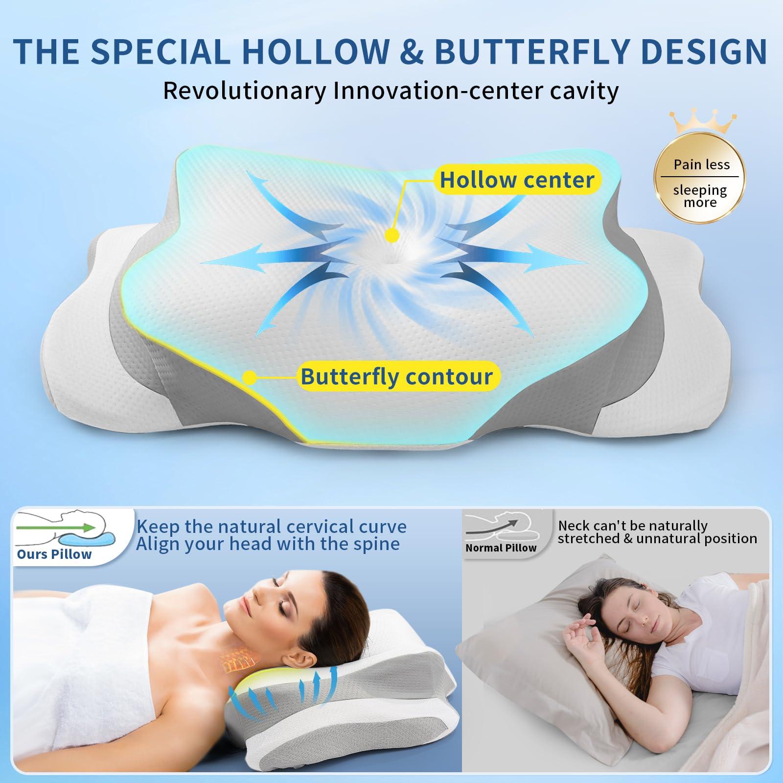 Ericbestseller Cervical Neck Pillow for Pain Relief - Memory Foam Cooling Pillow for Side Sleepers, Adjustable Orthopedic Pillow with Removable Breathable Cover, Neck Support Pillow for Adults - Image 6