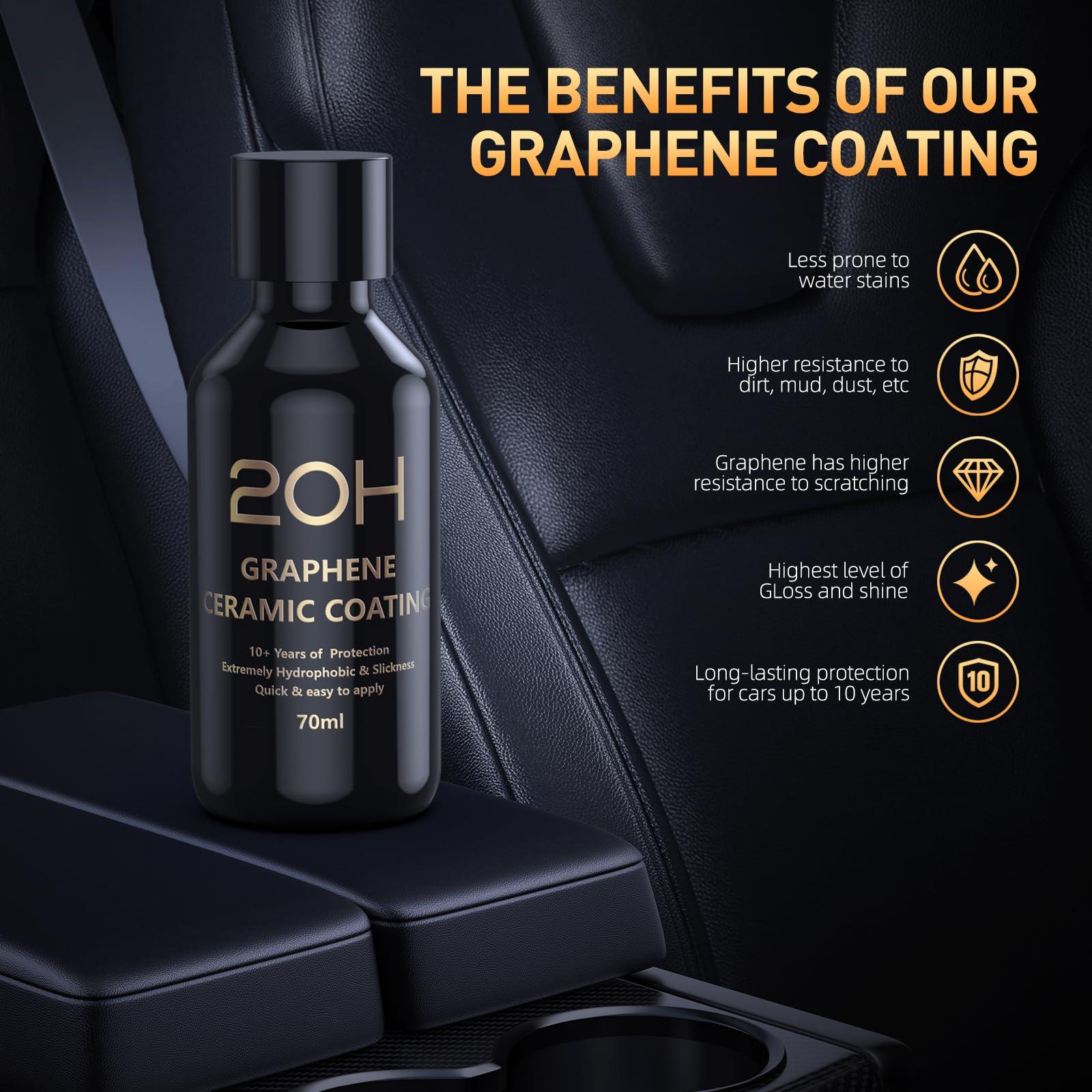 20H Advanced Graphene Ceramic Coating for Cars (70ml) - Car Detailing Kit, 10+ Years of Long Lasting Protection, Apply After Car Wash & Paint Correction, Ultra High Gloss - Image 7