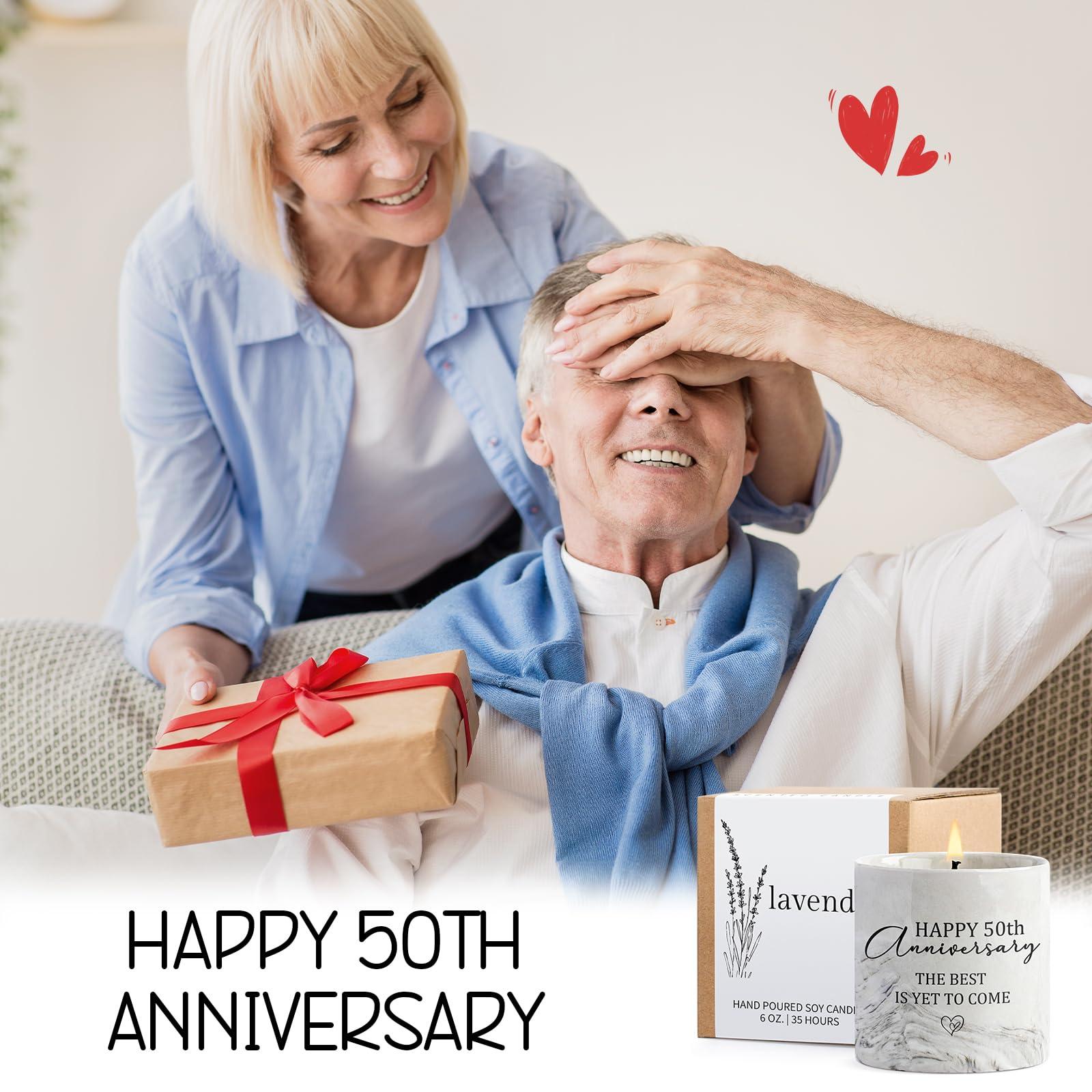 50th Anniversary Candle for Couples 50th Golden Anniversary Wedding Gifts for Parents Women Men Lavender Happy 50 Year Aniversario Candle Gifts for Wife Husband 6 oz - Image 7