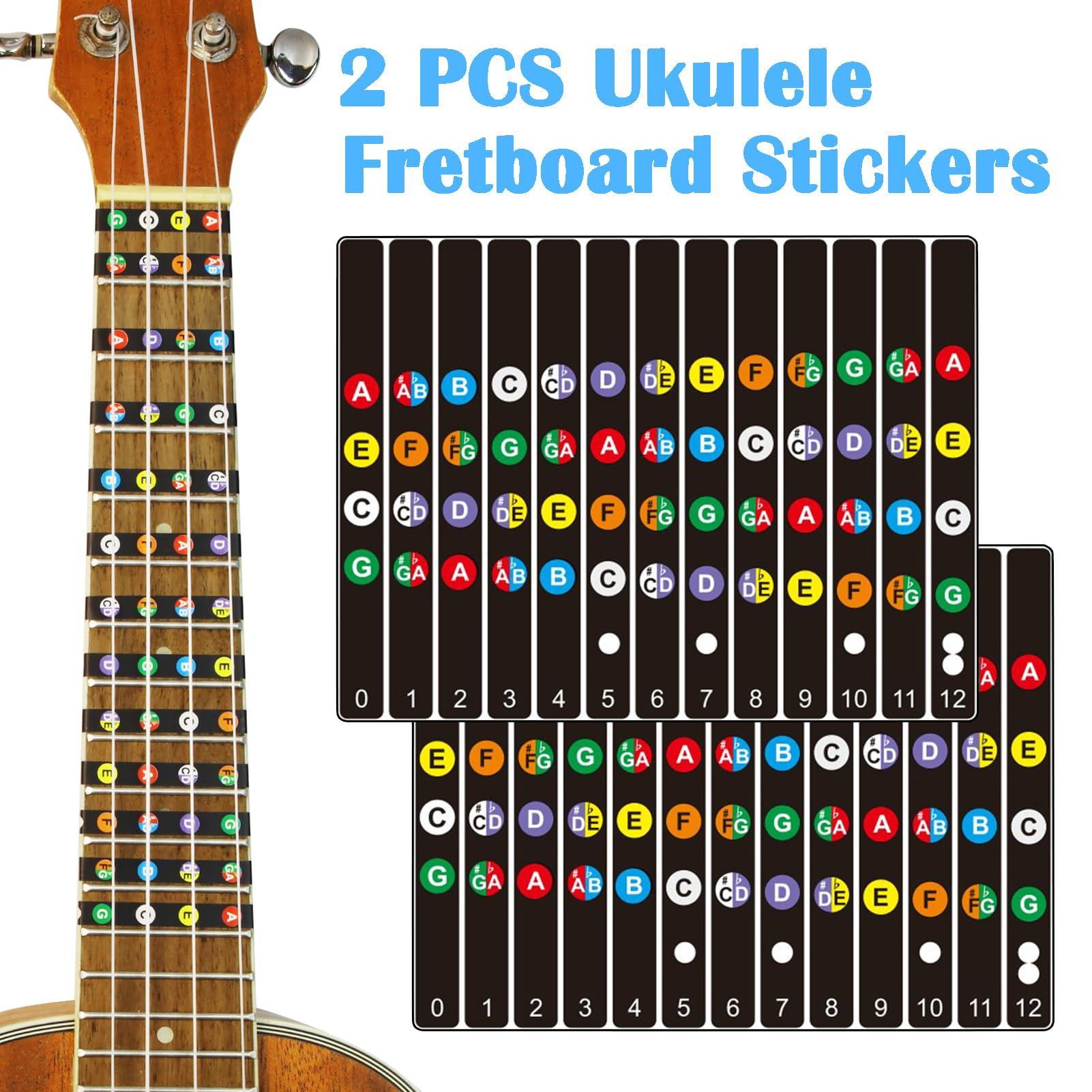 JUNLEGO Ukulele Beginner's Kit: Chord Chart, Fretboard Stickers, Picks - Black and White Vinyl, Ukulele Accessory - Image 6