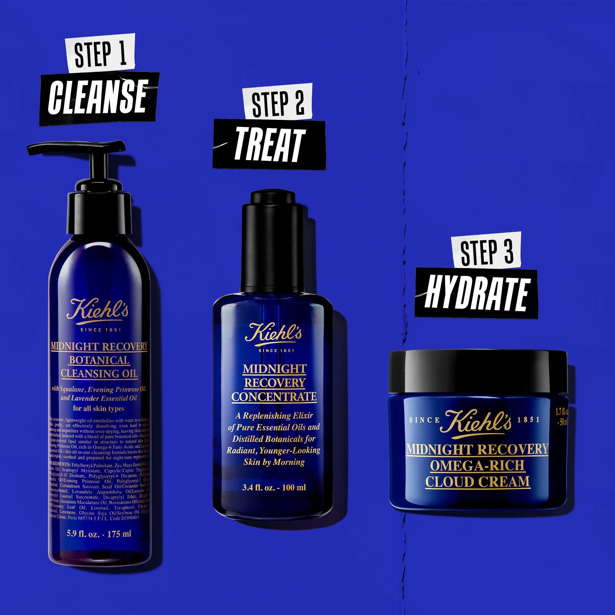 Kiehl's Midnight Recovery Concentrate Moisturizing Face Oil, Lightweight Facial Serum, Restores Skin Radiance Overnight, Reduces Fine Lines, Refines Skin Texture, 99.4% Naturally Derived - 3.4 fl oz - Image 6