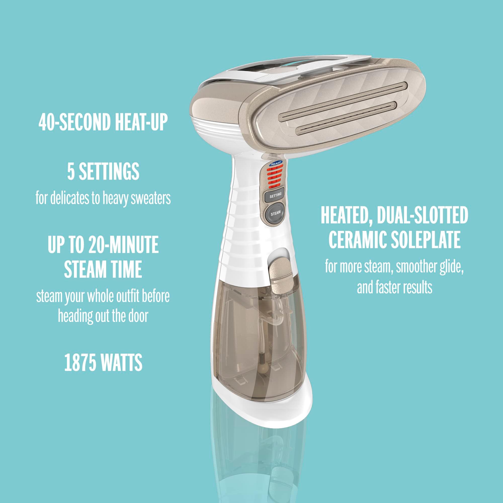 Conair Handheld Garment Steamer for Clothes, Turbo ExtremeSteam 1875W, Portable Handheld Design, Strong Penetrating Steam, White / Champagne - Image 4