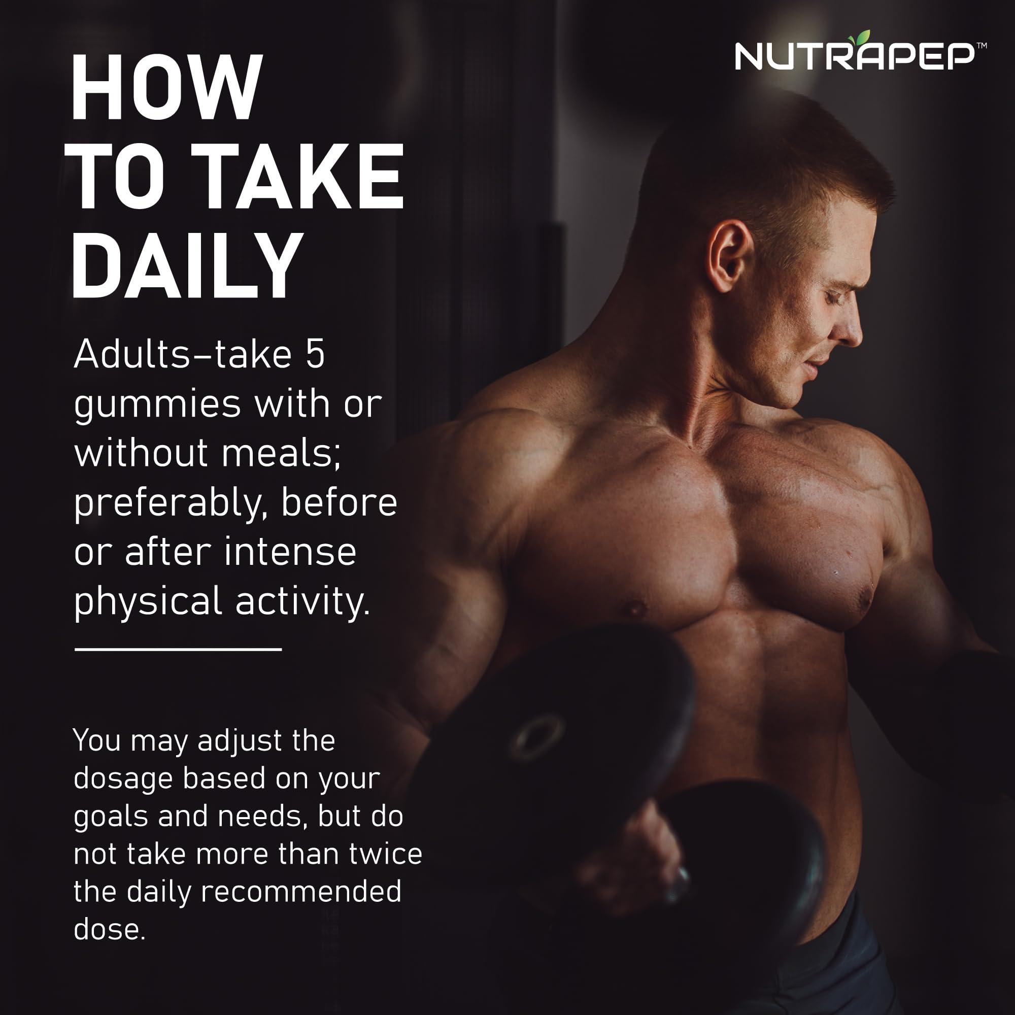 NutraPep Creatine Monohydrate Gummies 5g for Men Women - with L-Taurine Betaine Anhydrous Alpha-GPC BCAA 2:1:1 - Sugar-Free Gluten Free Chewable Creatine Supplement Bites - Image 6