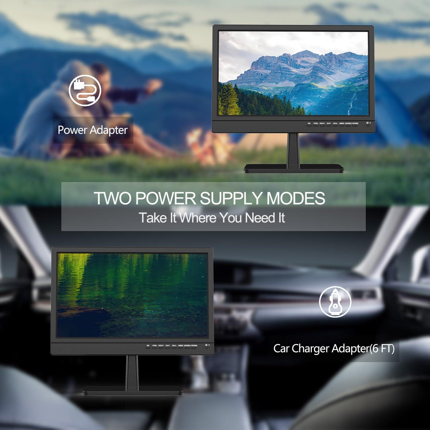Feihe 14 inch Flat Screen Kitchen TV, RV, Camping, Outdoor, Small, ATSC Tuner, USB, HDMI, AV, VGA, Built-in TV Stand, Remote Control, for Bedroom, Office - Image 6