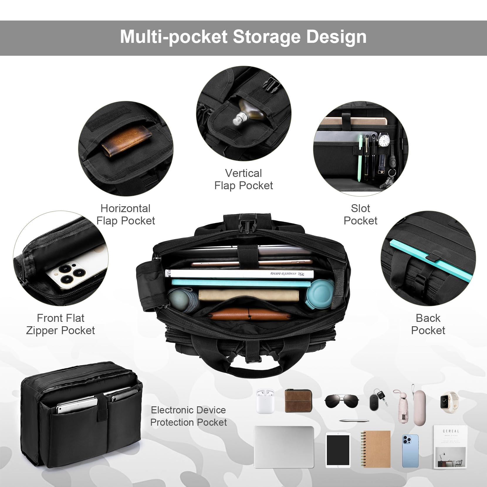 Stypos Tactical Messenger Bag, Tactical Briefcase for Man Military Laptop Bag 15.6/17.3 Inch Messenger Shoulder Bag - Image 4