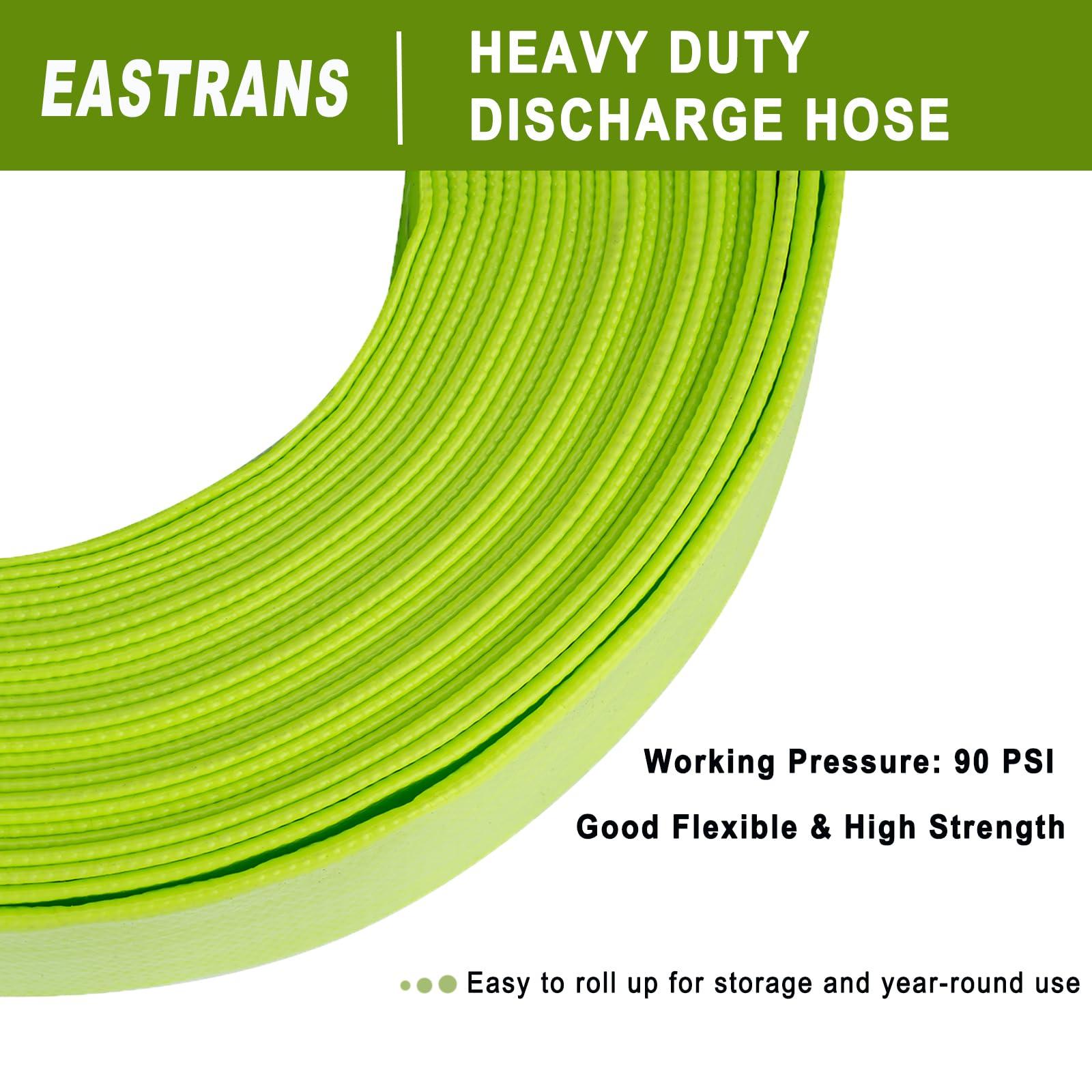2" x 100' Green PVC Backwash and Discharge Hose for Swimming Pools, Heavy Duty Reinforced Flat Pool Hose with Aluminum Pin Lug Fittings - Image 3