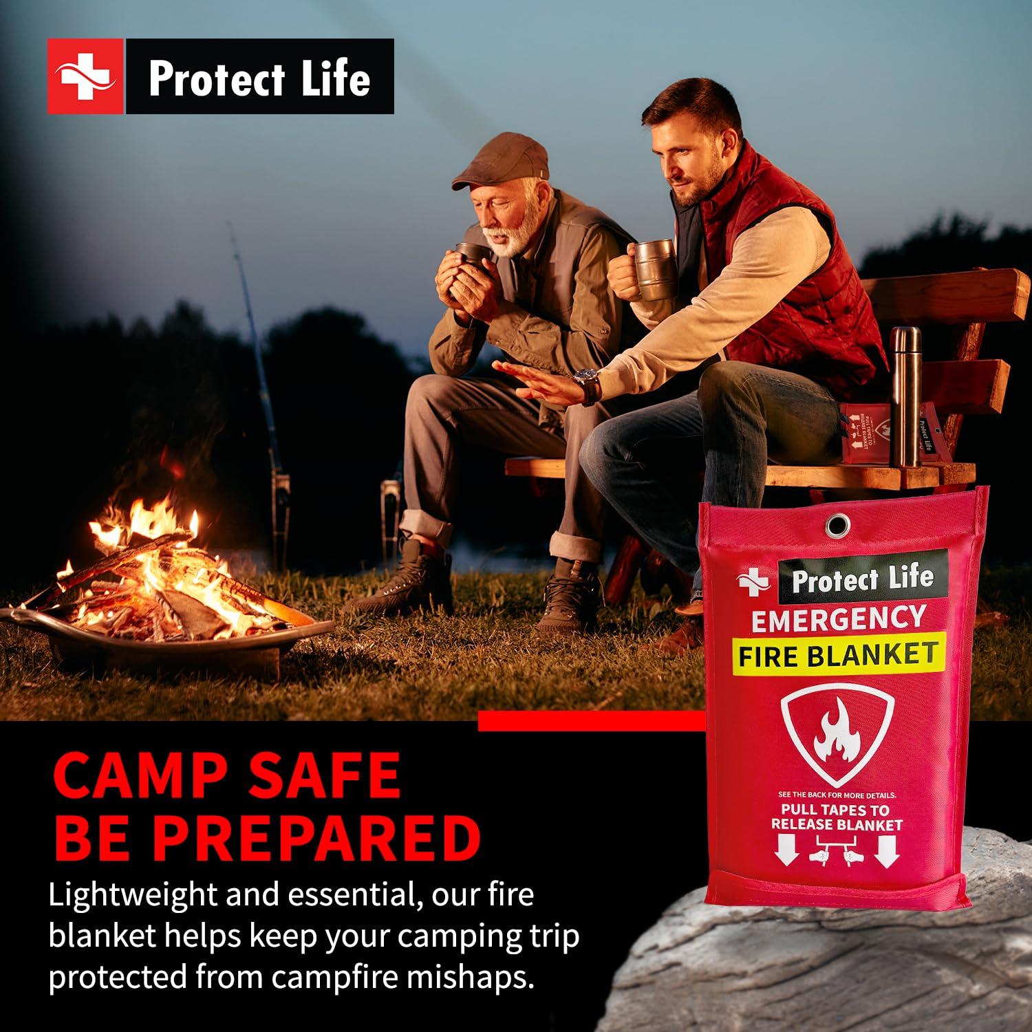 Protect Life Emergency Fire Blanket for Home & Kitchen, 40" x 40" Fiberglass Flame Retardant Fabric for Cooking & Clothing Mishaps, Fire Blankets Emergency for Home Safety, Camping & More (4 Pack) - Image 6
