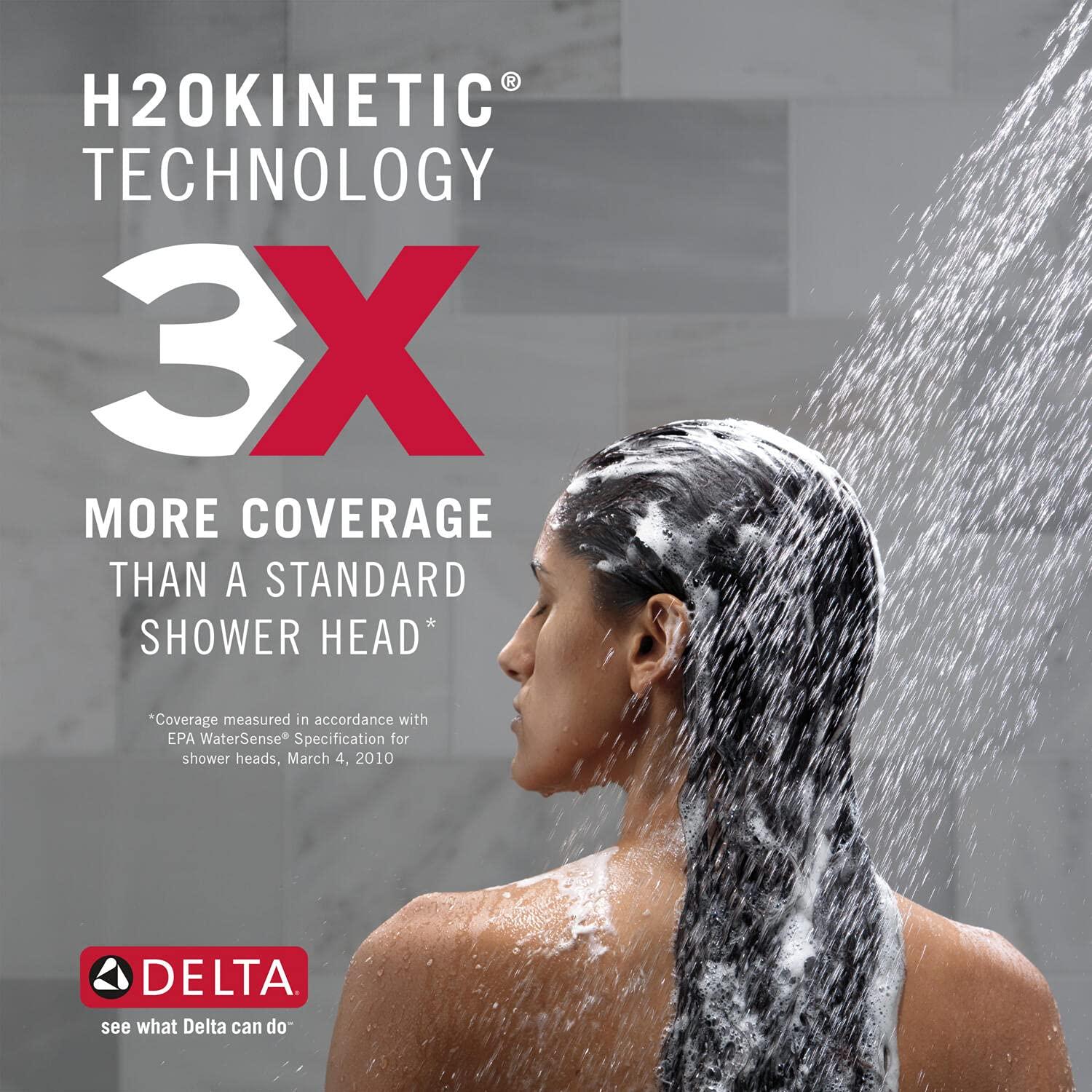 Delta Faucet Nicoli 14 Series Single-Handle Tub and Shower Trim Kit, Shower Faucet with 5-Spray H2Okinetic Shower Head, Matte Black 144749-BL (Shower Valve Included) - Image 3