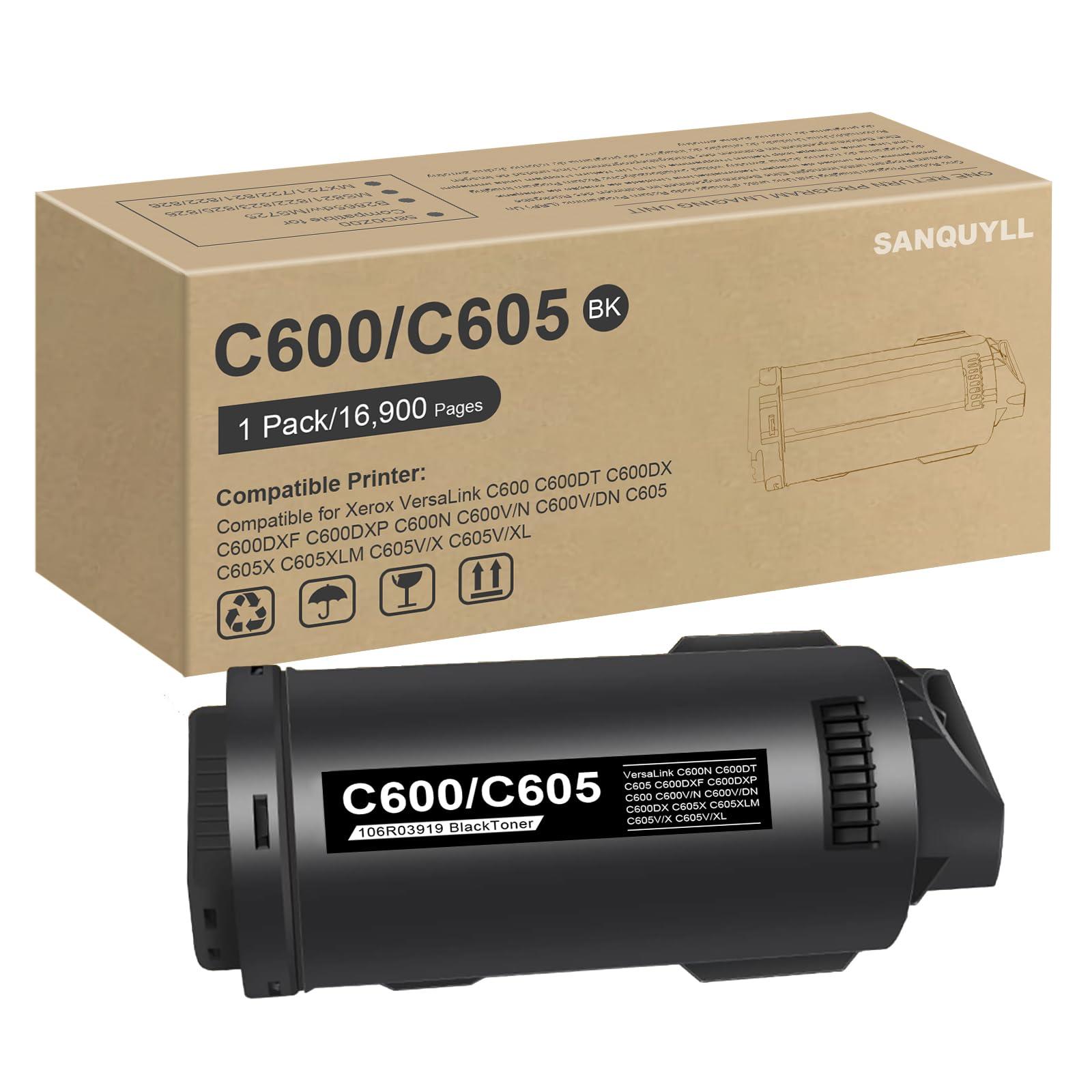 VersaLink C600 Toner Cartridge High Yield Compatible for Xerox VersaLink 106R03919 Capacity Toner Cartridge for C600 C600DT C600DXP C600N C605 C605X C605XLM Printer (1pk,Black,16,900 Pages )
