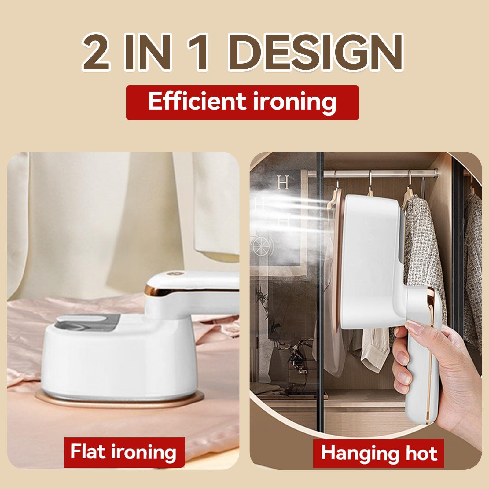 Garment Steamer, 2-IN-1 Travel Iron for Clothes, Powerful Clothes Steamer Iron for Travel, 1100W, Fast Heat-up, 3 Steam Levels Output, Portable Handheld Steamer for Travel Home & Office (Light White) - Image 2