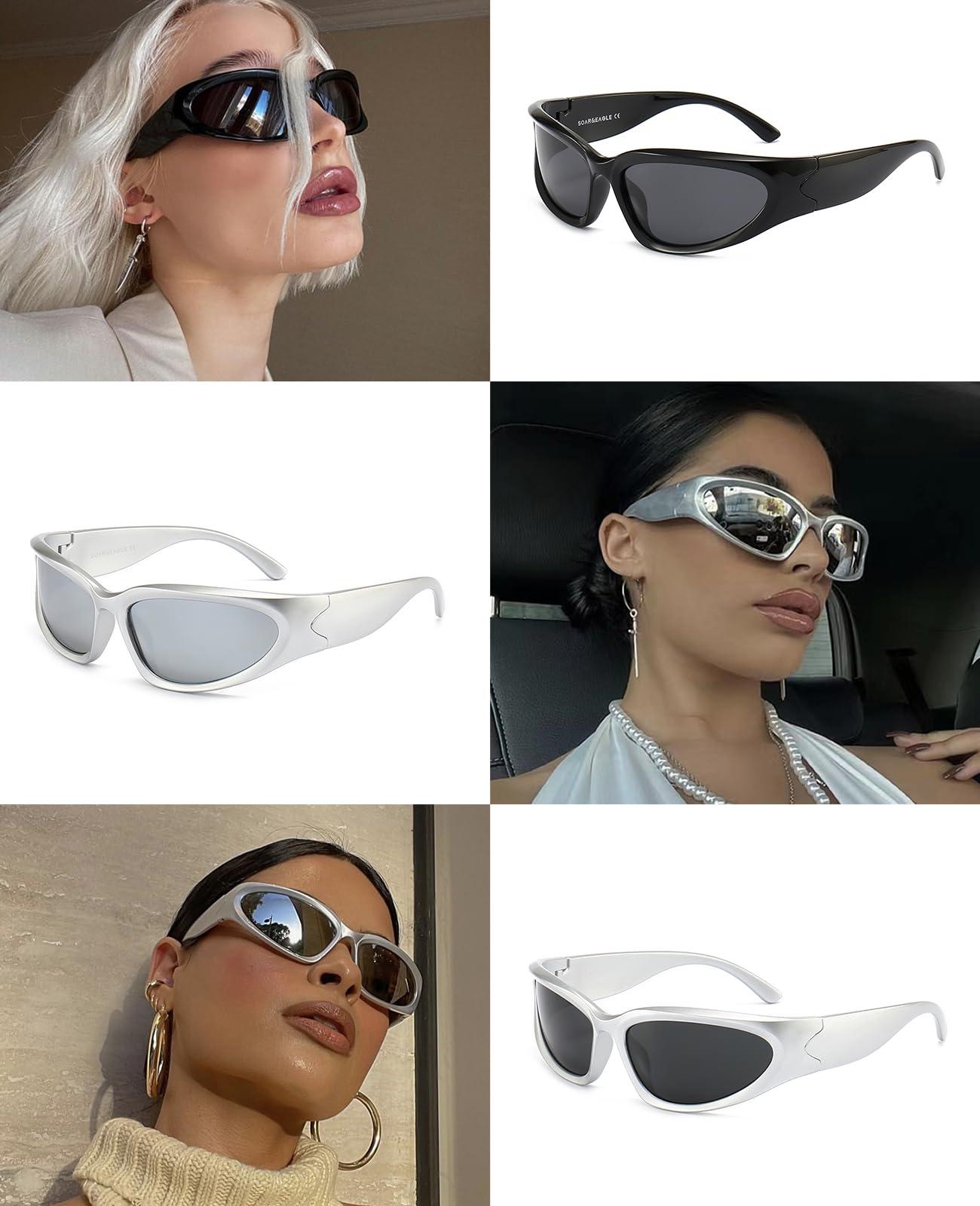 SOAR&EAGLE Y2K 3Pack Polarized sunglasses Wrap Around Men's Women's sunglasses Fashion Sport Shades Sun Glasses - Image 3