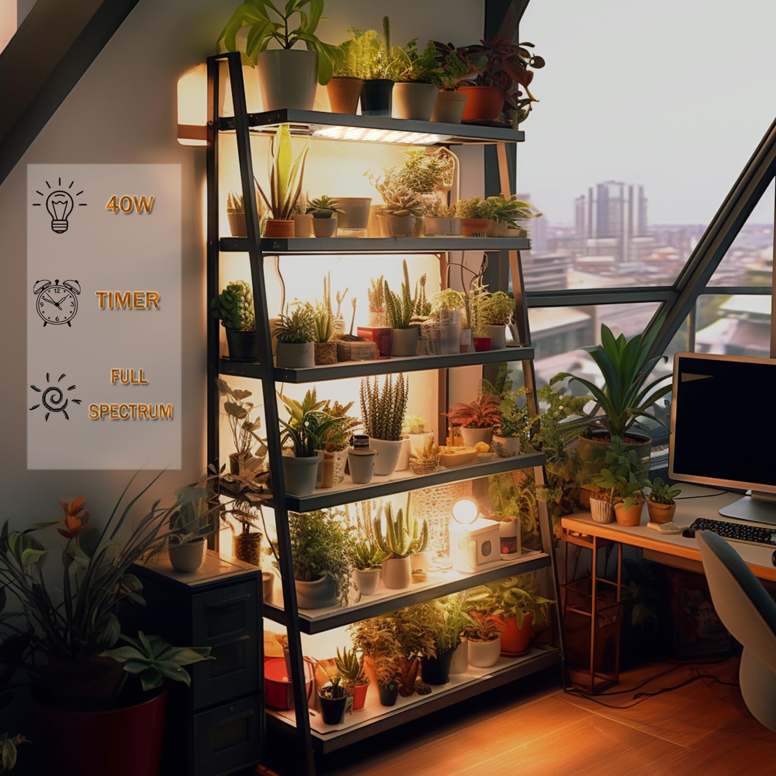 Grow Light,40W Ultra-Thin Panel Grow Lights for Indoor Plants ,316LEDs Full Spectrum Grow Lights for Under Cabinet Plant, Grow Lamp With 3/9/12H Timer ,10 Dimmable Levels for Plants Growing (4pcs) - Image 2