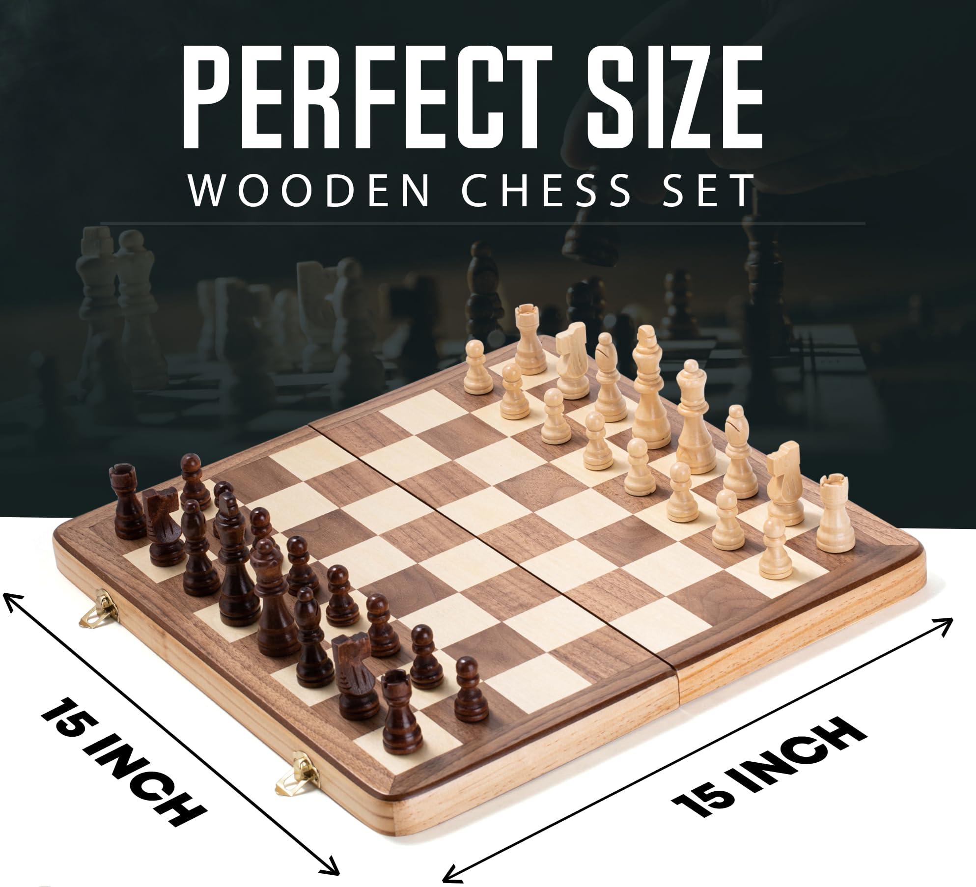 Chess Armory Wooden Chess Set 15 Inch - Classic Handcrafted Game Board for Adults and Kids with Extra Queen Pieces and Storage Box - Ideal for Home and Travel - Non-Magnetic - Image 3