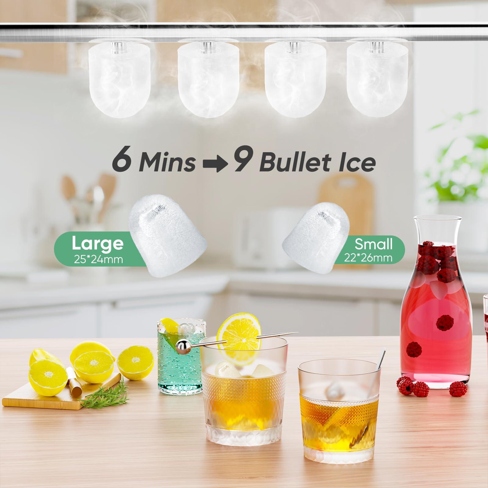 DUMOS Ice Maker Countertop Ice Machine Compact Size with Handle, 26lbs in 24Hrs, Black - Image 3