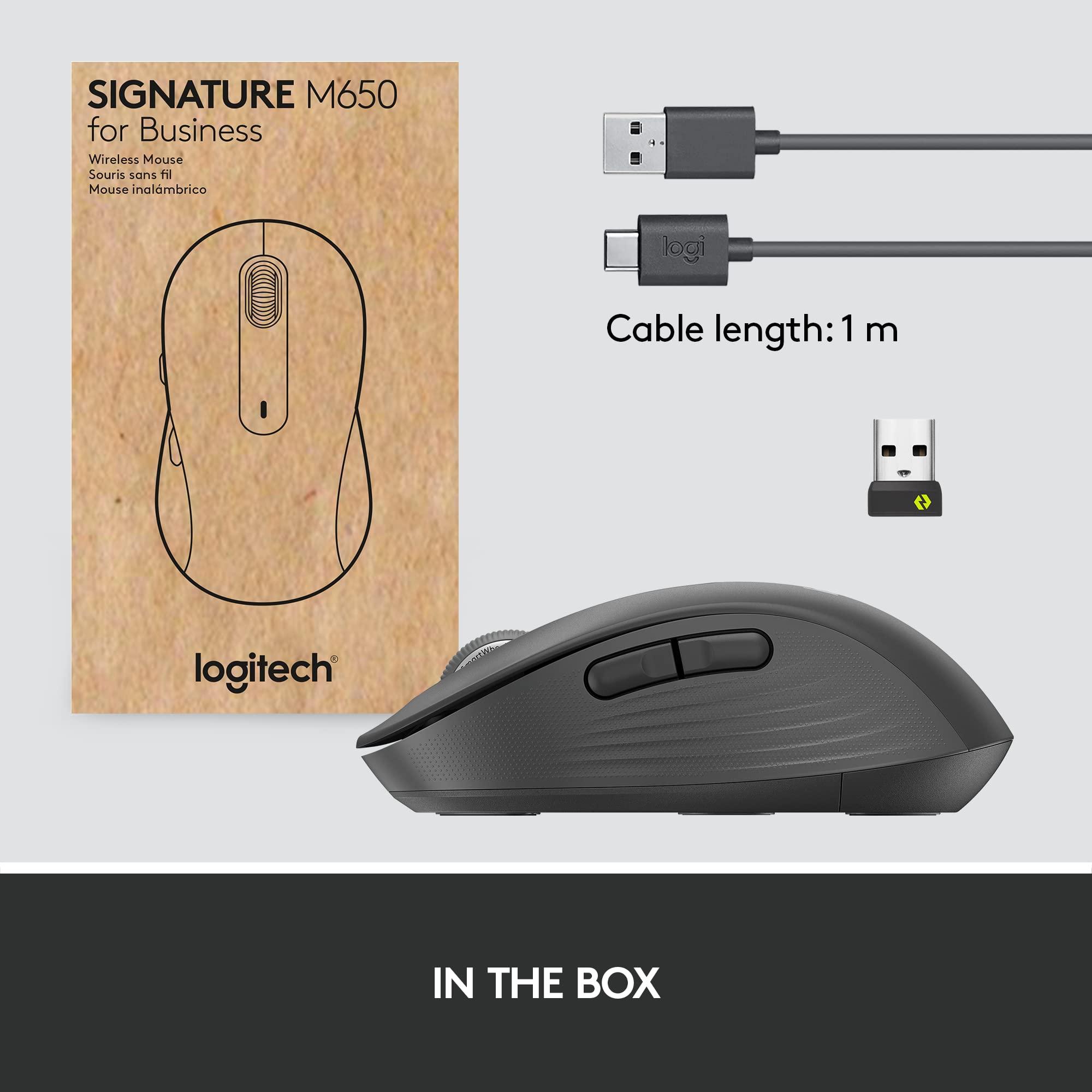 Logitech Signature M650 for Business Wireless Mouse, for Small to Medium Sized Hands, Logi Bolt, Bluetooth, SmartWheel - Graphite - Image 9