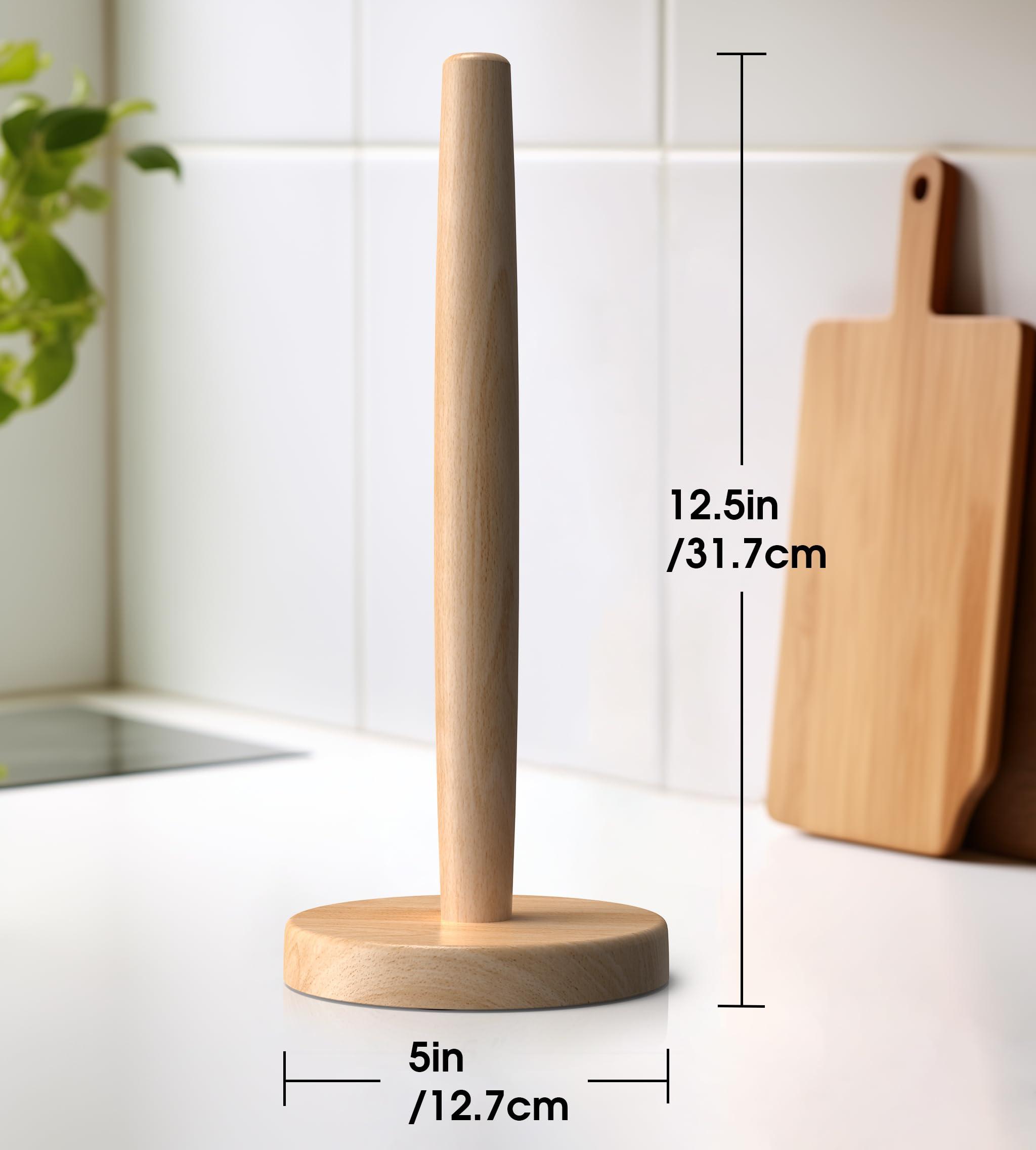 CHAUNCEY HOME Wooden Paper Towel Holder Stand - Kitchen Paper Hanger Rack Bathroom Towel Roll Stand Organizer Simply Standing Countertop Paper Roll Holder, WPTH, Large - Image 2