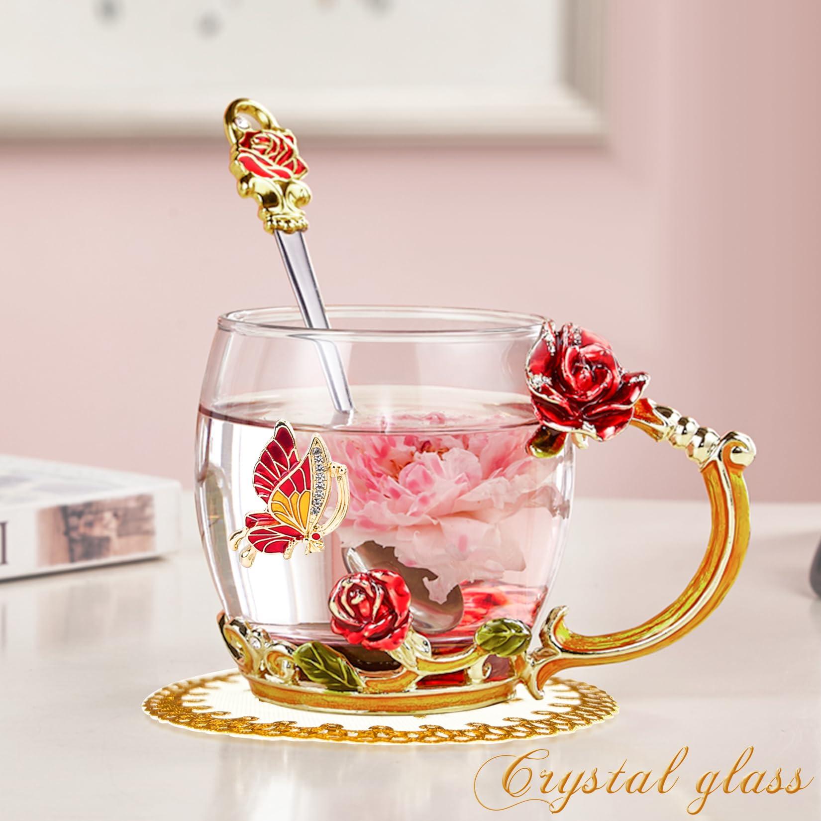 OEAGO Gifts for Mom Women Mothers Day Glass Coffee Enamels Mug Best Birthday Valentines Gifts for Her Girlfriend Wife from Daughter Son Valentine's Christmas Stocking Stuffers for Women Tea Cup - Image 2