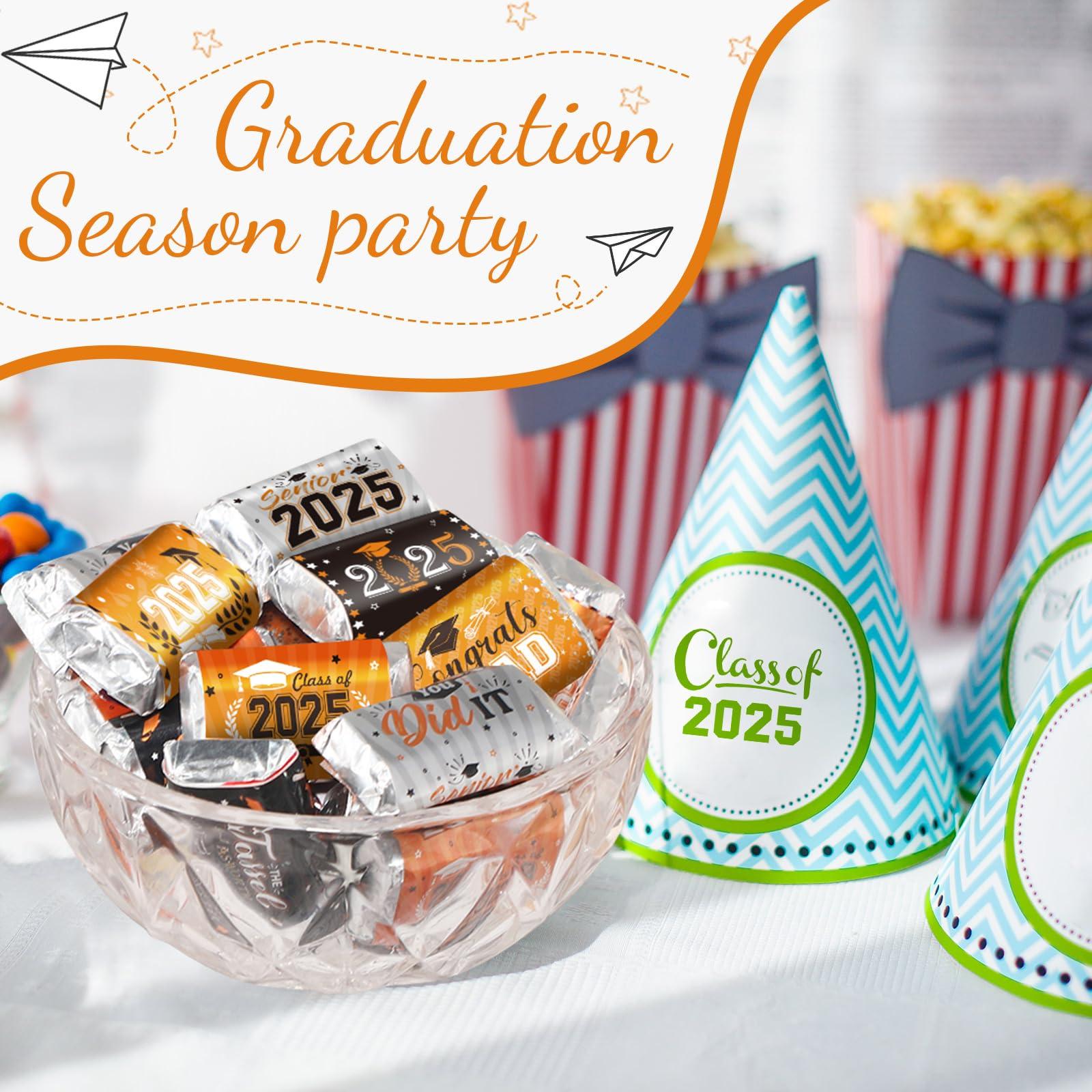 Outus 180 PCS Graduation 2025 Decoration Label Sticker - Orange Congrats Grad Mini Candy Bar Wrapper Class of 2025 Party Supplies for College High School Nursing Graduation, Candy Not Included - Image 7