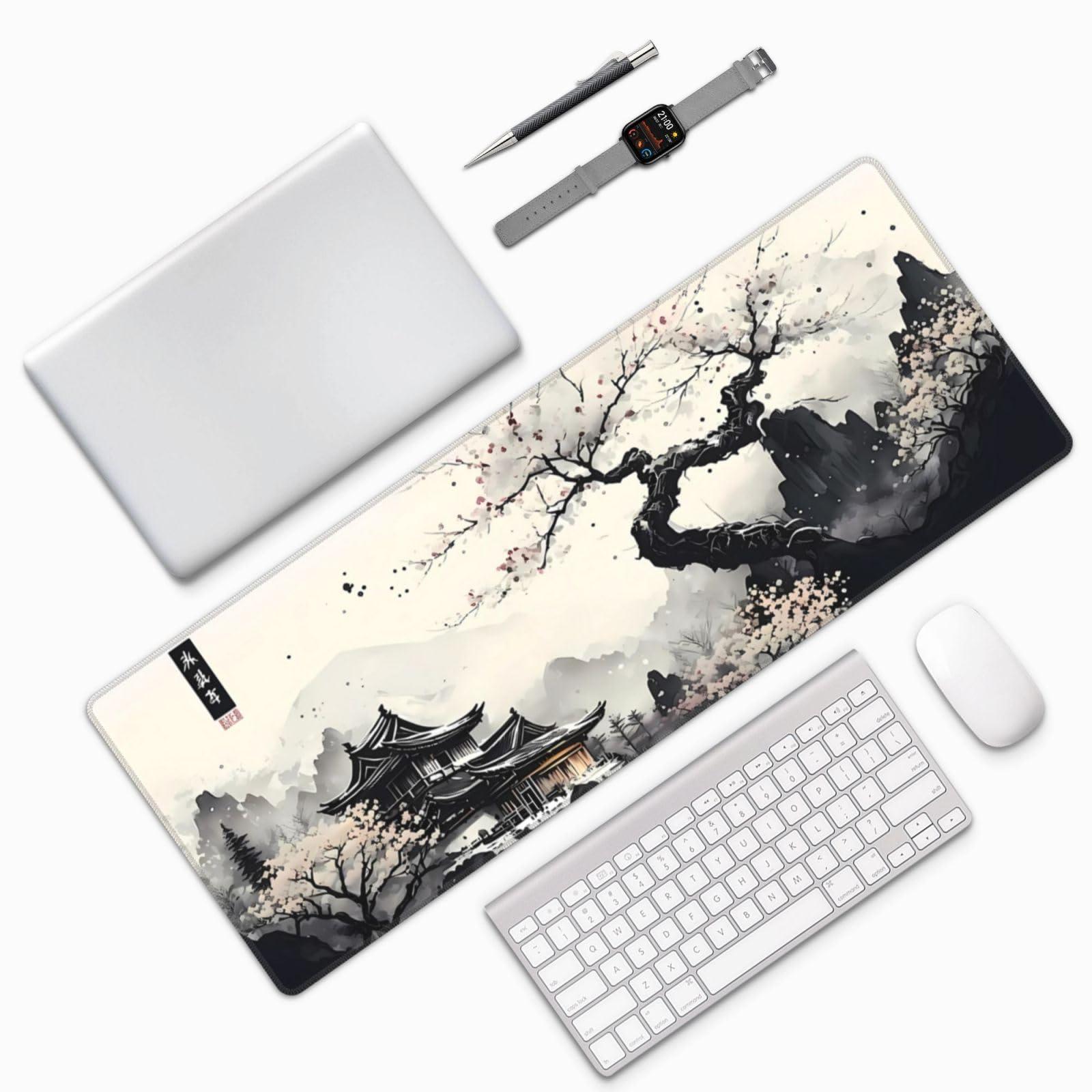 Japanese Mouse Pad, Large Japanese Desk Mat, XL Anime Gaming Keyboard Mat, Non-Slip Rubber Base, Big Extended Desk Protector for Home Office, 31.5”x11.8” - Image 8